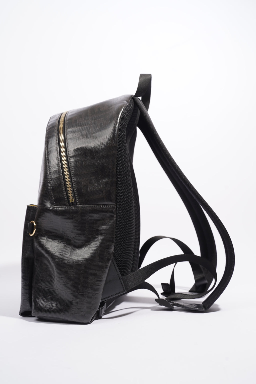 Fendi Fendimania Backpack Black / White / Orange Logo Coated Canvas
