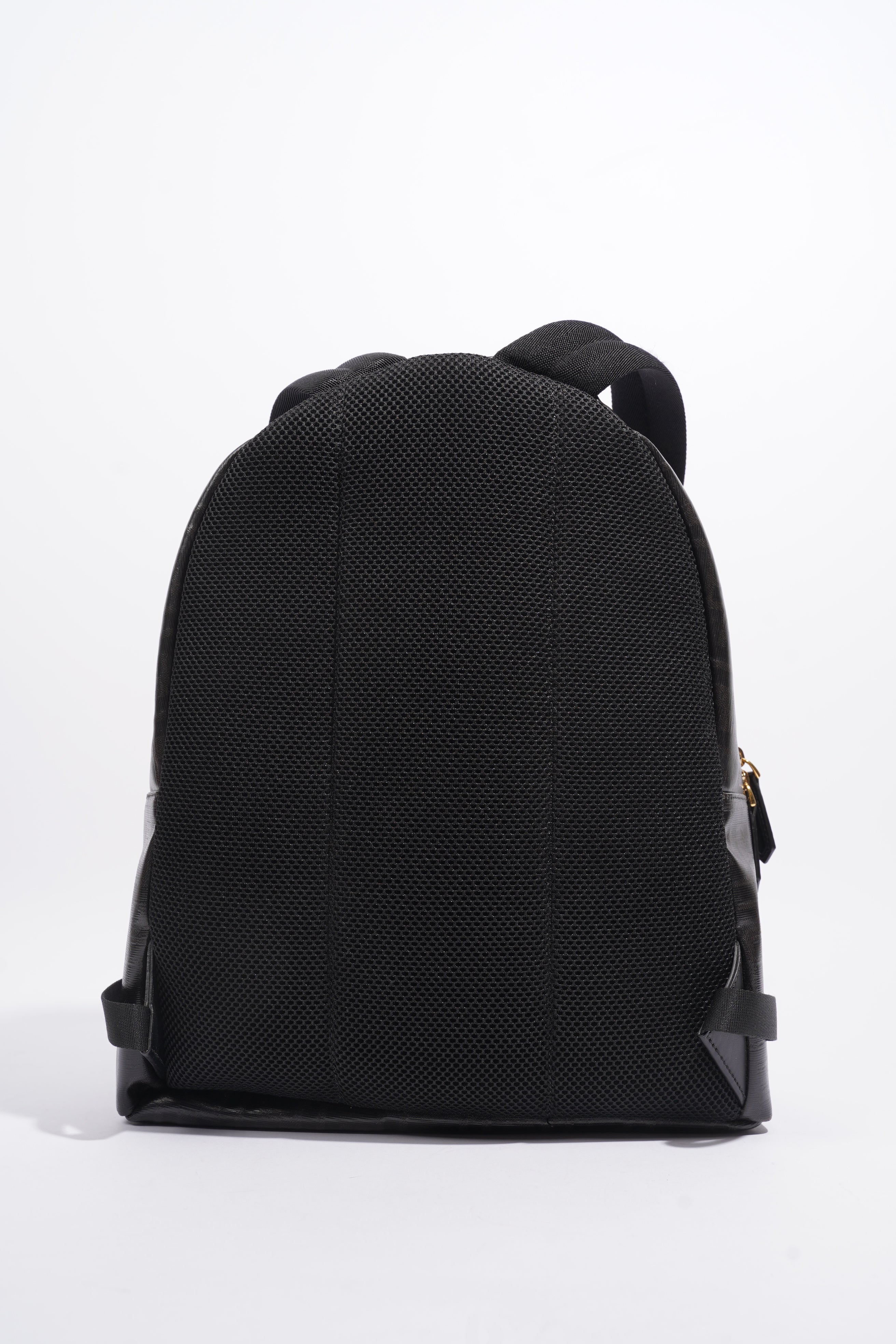 Fendi Fendimania Backpack Black / White / Orange Logo Coated Canvas