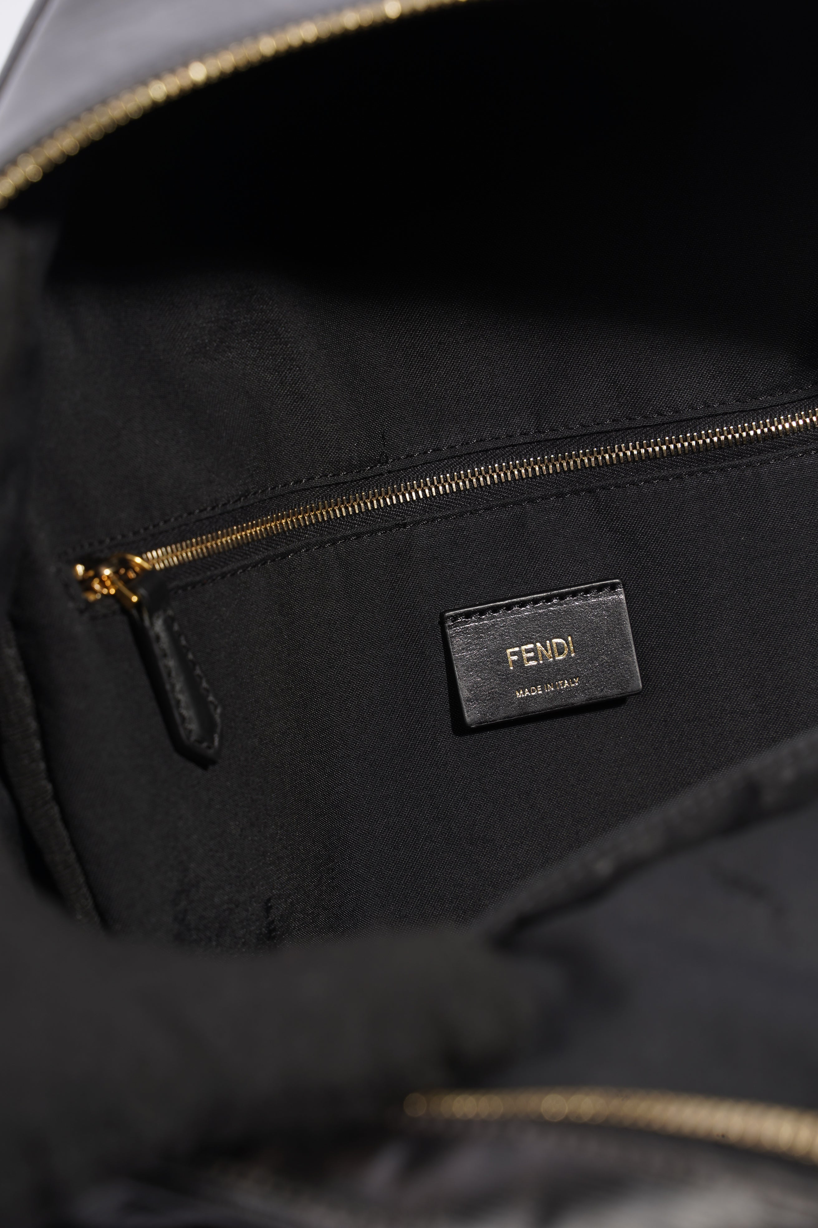 Fendi Fendimania Backpack Black / White / Orange Logo Coated Canvas
