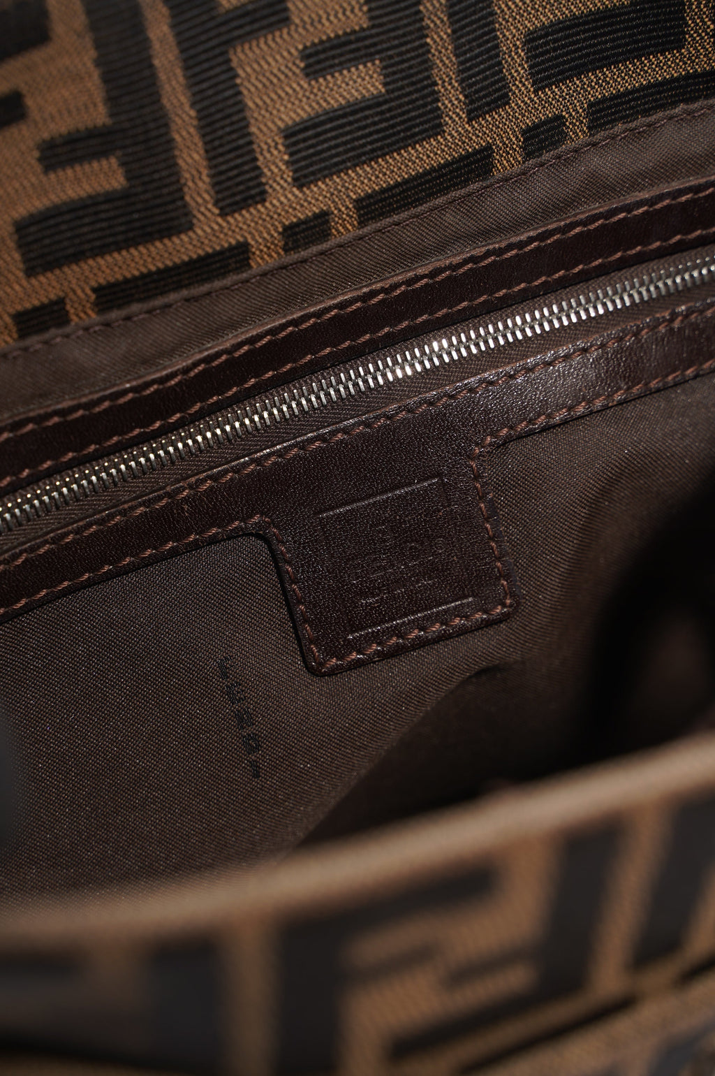 Fendi Double Flap Bag Brown Zucca Canvas