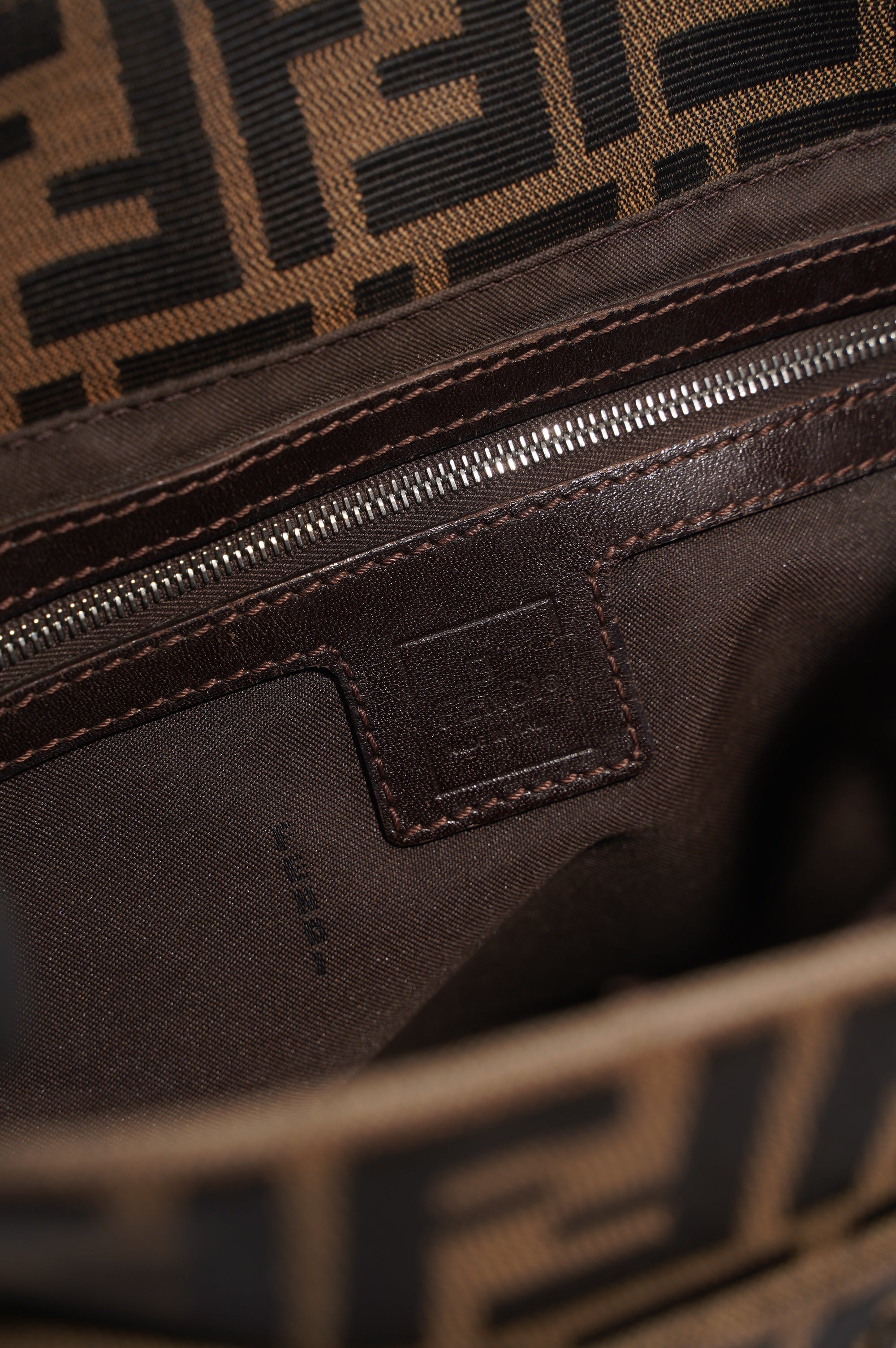 Fendi Double Flap Bag Brown Zucca Canvas