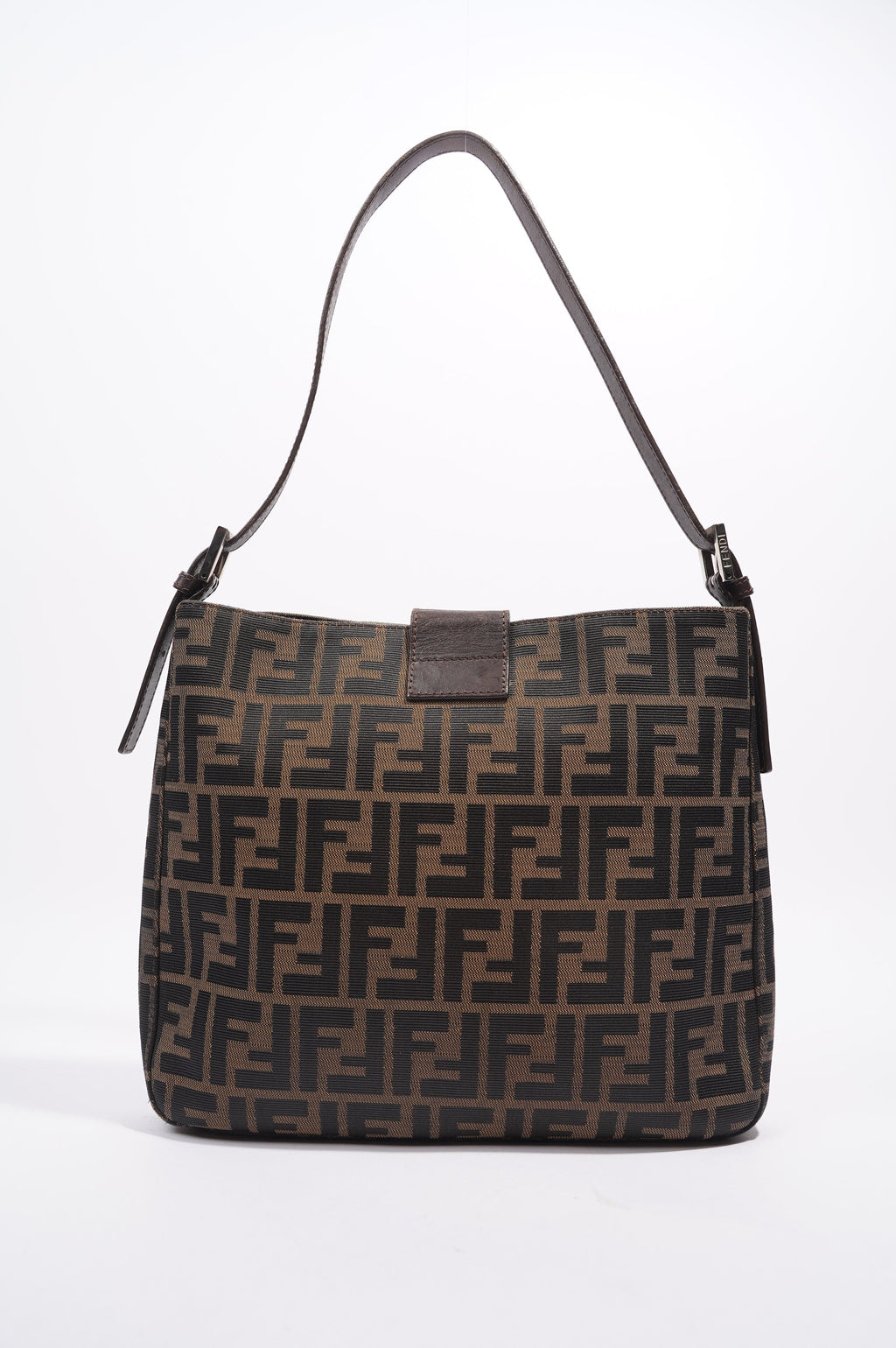 Fendi Double Flap Bag Brown Zucca Canvas