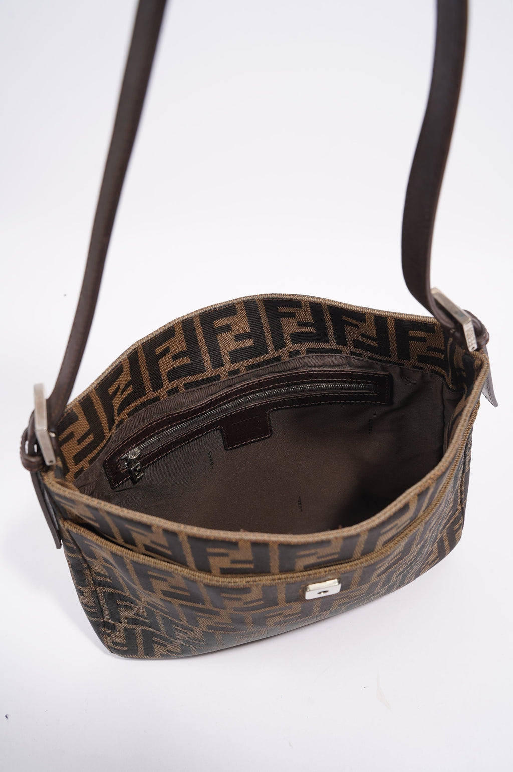 Fendi Double Flap Bag Brown Zucca Canvas