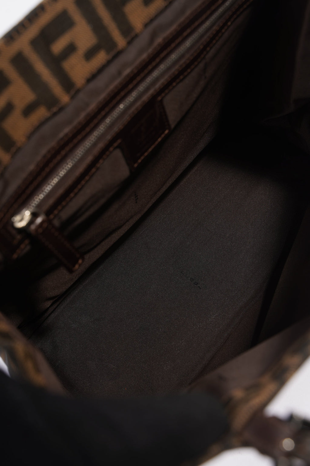 Fendi Print Shoulder Bag Brown Zucca Canvas