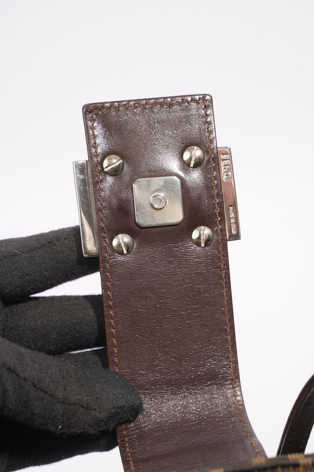 Fendi Print Shoulder Bag Brown Zucca Canvas