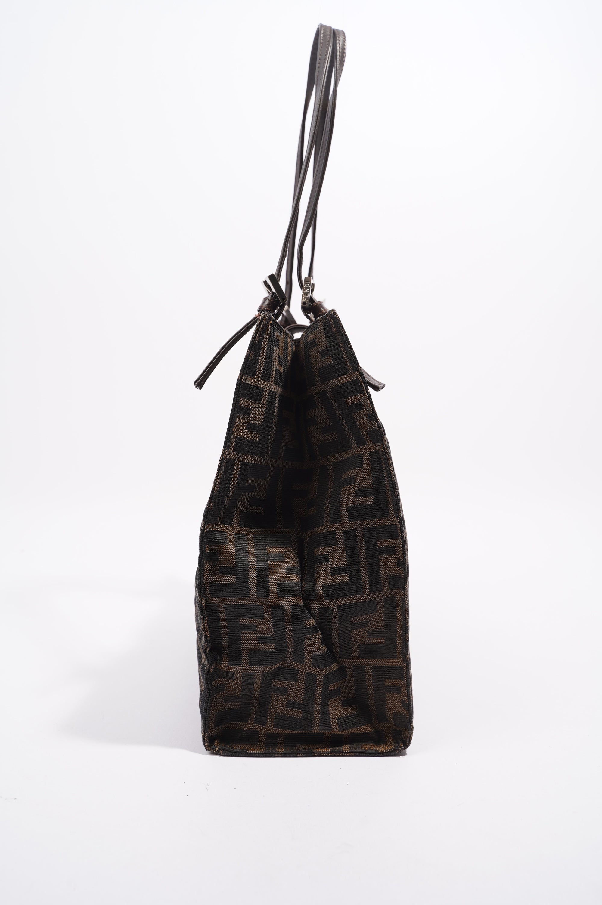 Fendi Print Shoulder Bag Brown Zucca Canvas