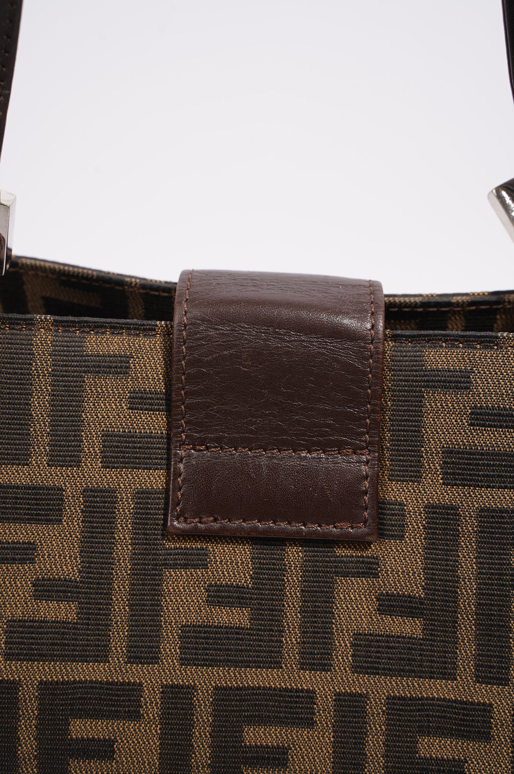 Fendi Print Shoulder Bag Brown Zucca Canvas