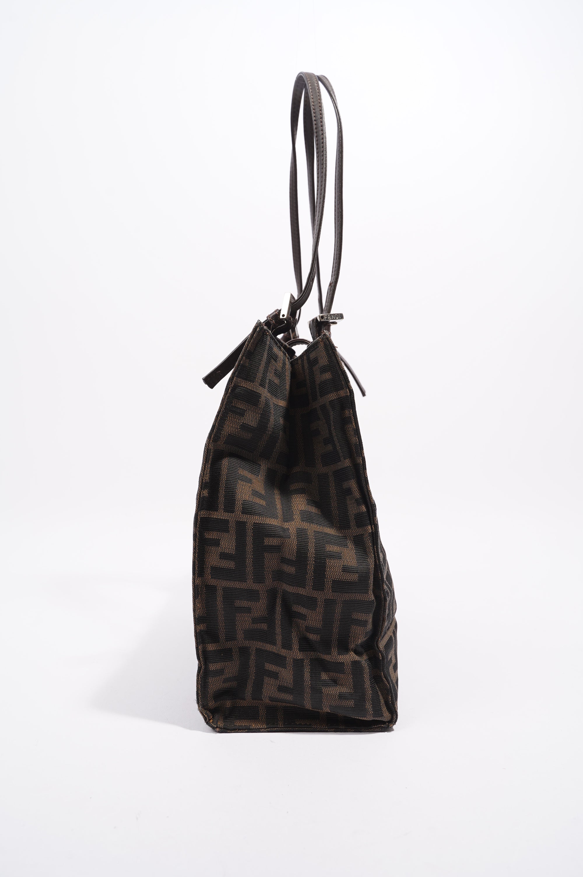 Fendi Print Shoulder Bag Brown Zucca Canvas