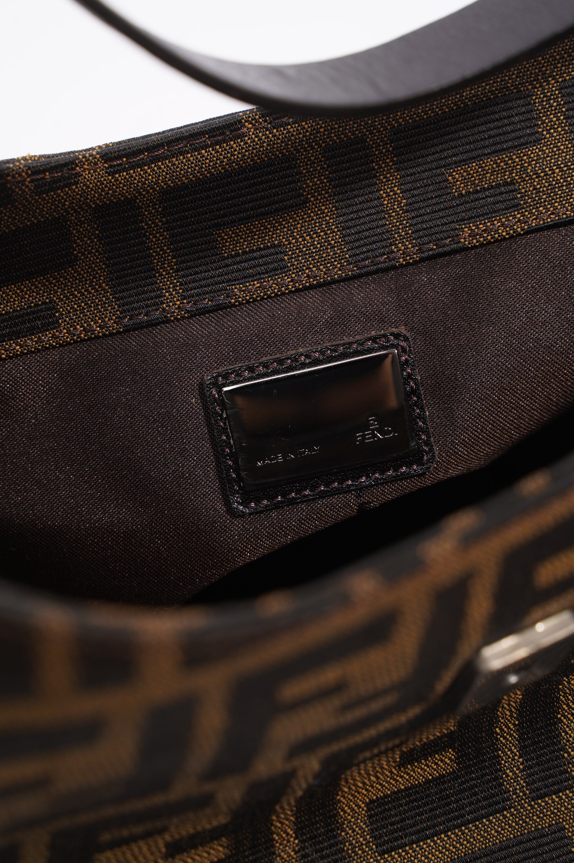 Fendi Zucca Shoulder Bag Brown Canvas