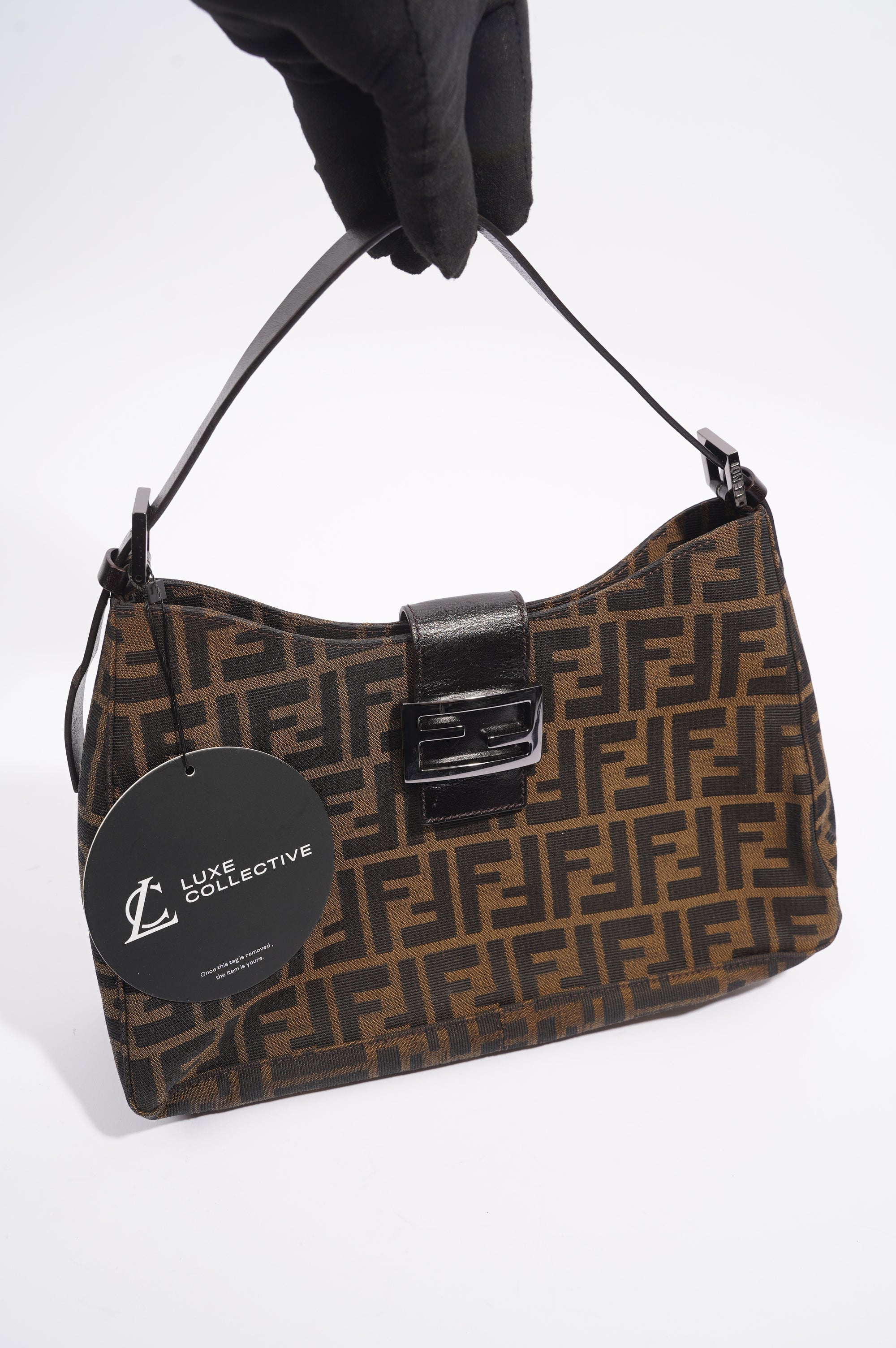 Fendi Zucca Shoulder Bag Brown Canvas