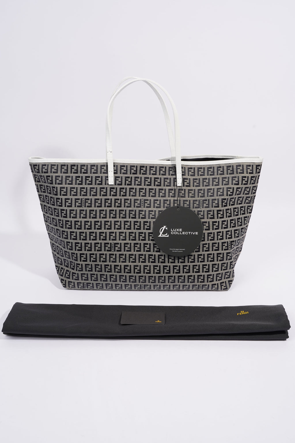 Fendi Zucchino Tote Bag Beige / Black Canvas