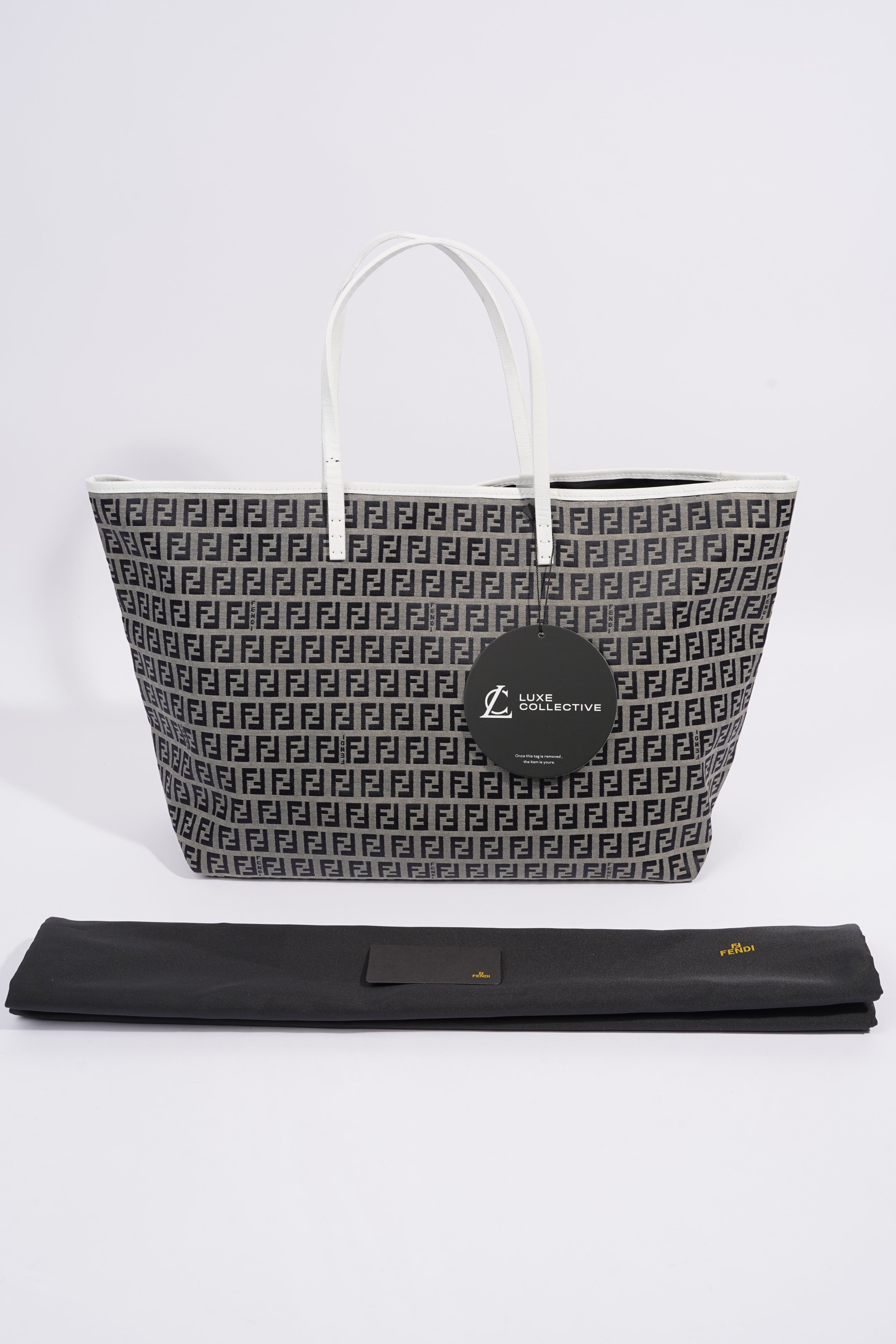 Fendi Zucchino Tote Bag Beige / Black Canvas