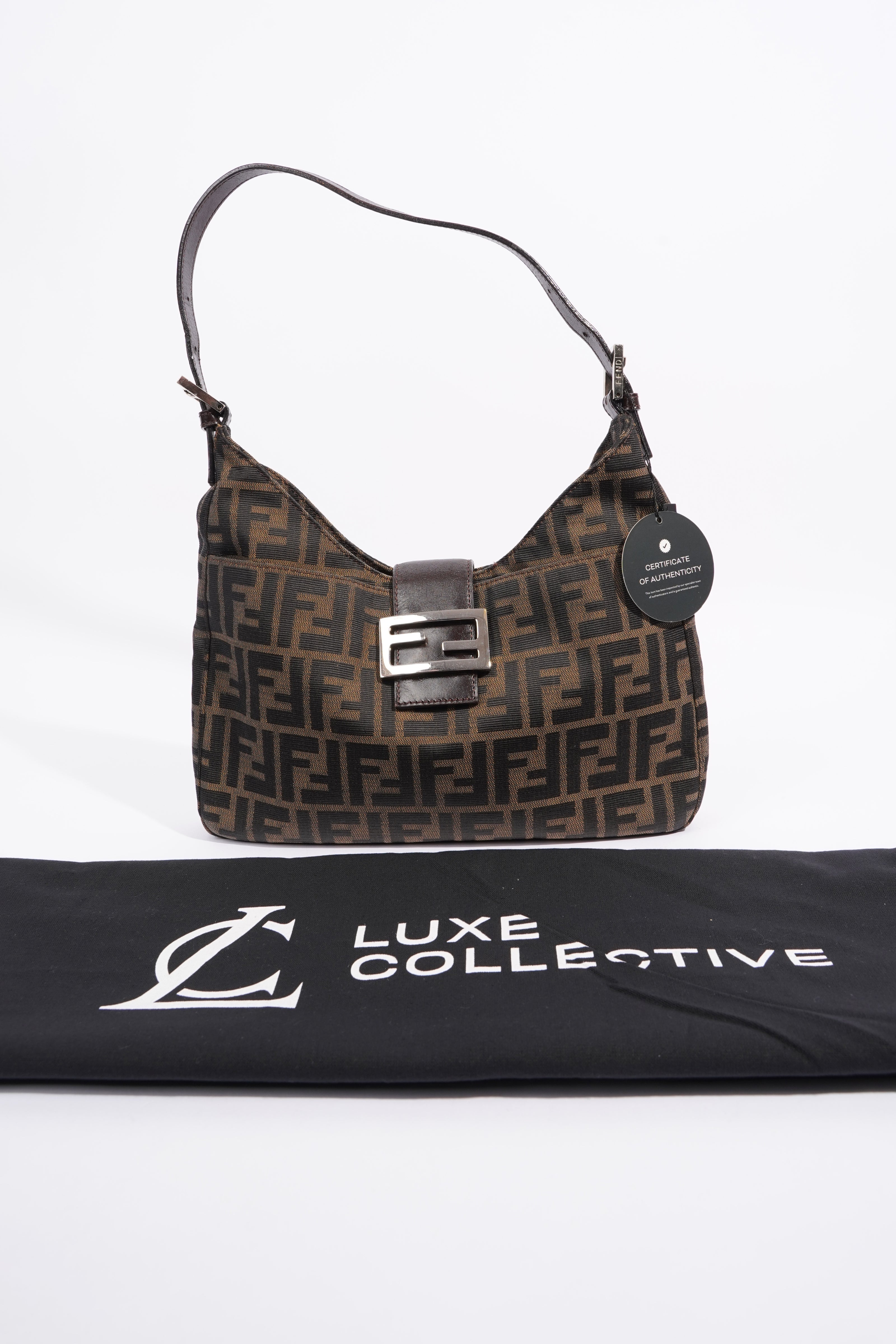 Fendi FF Shoulder Bag Brown Zucca Canvas