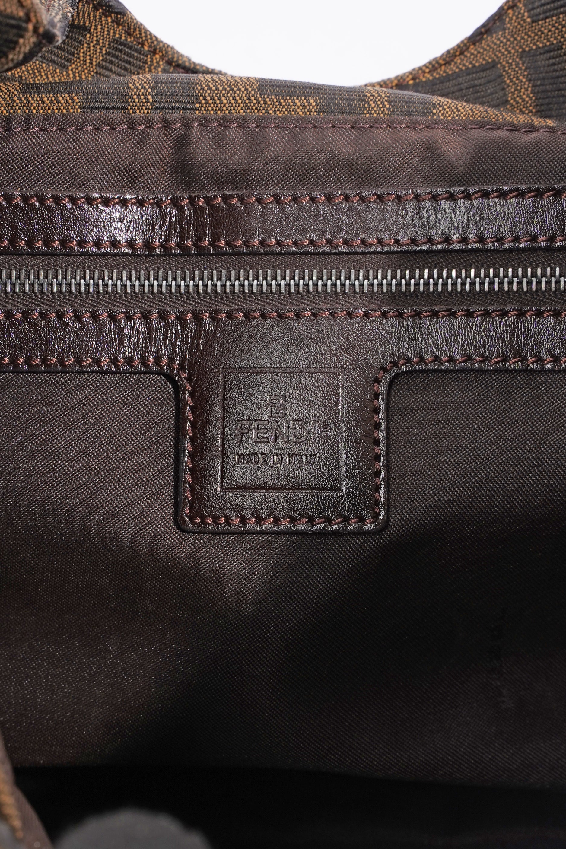 Fendi FF Shoulder Bag Brown Zucca Canvas