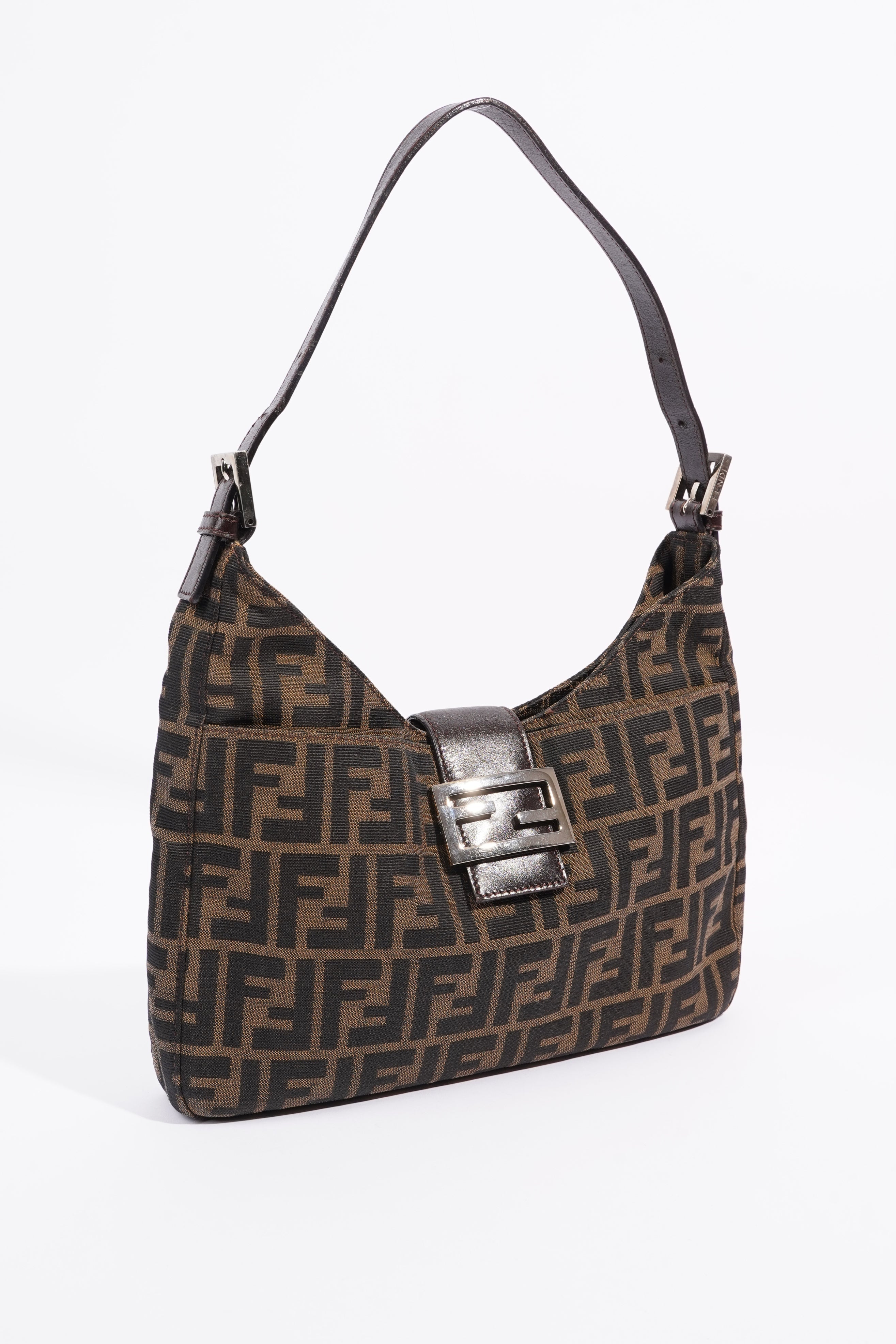 Fendi FF Shoulder Bag Brown Zucca Canvas