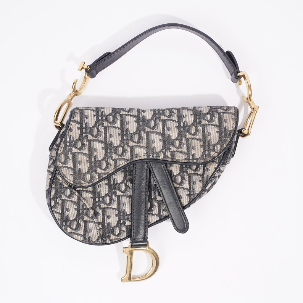 Christian Dior Saddle Bag Oblique Monogram / Navy Canvas Mini