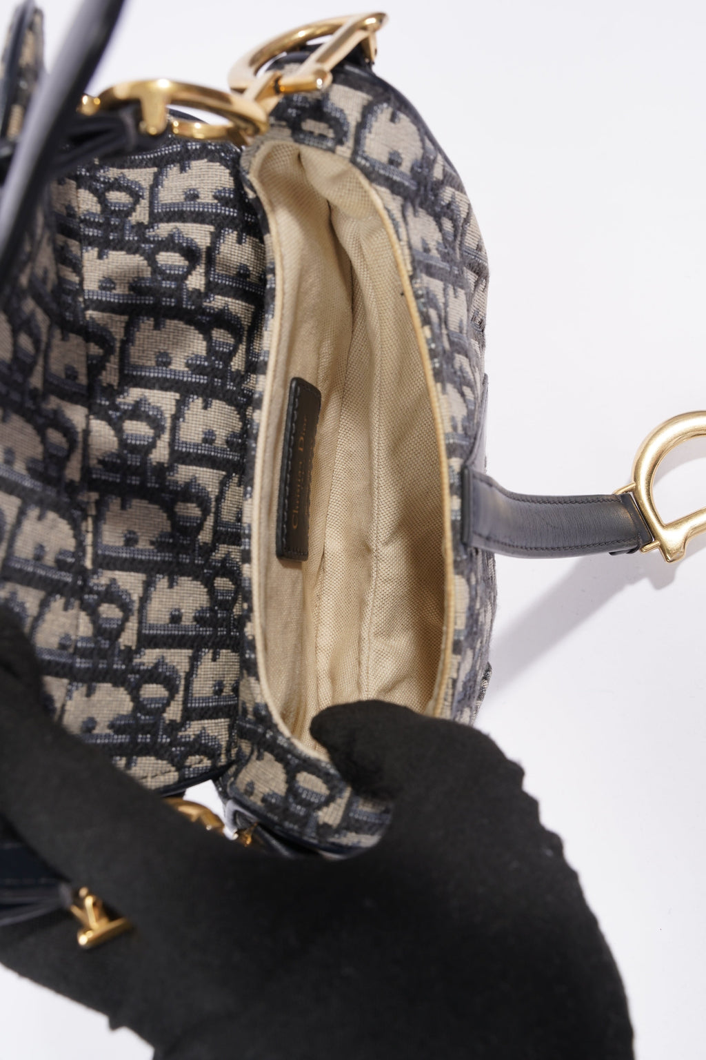 Christian Dior Saddle Bag Oblique Monogram / Navy Canvas Mini