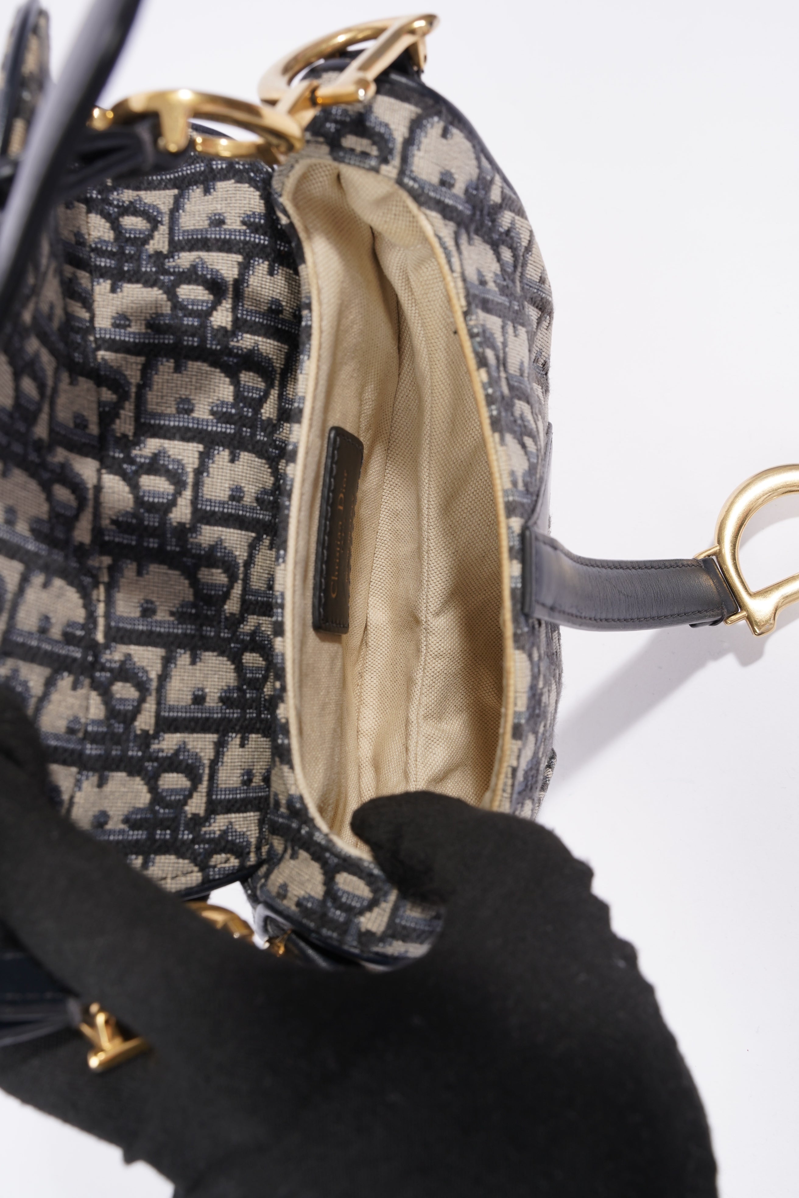 Christian Dior Saddle Bag Oblique Monogram / Navy Canvas Mini