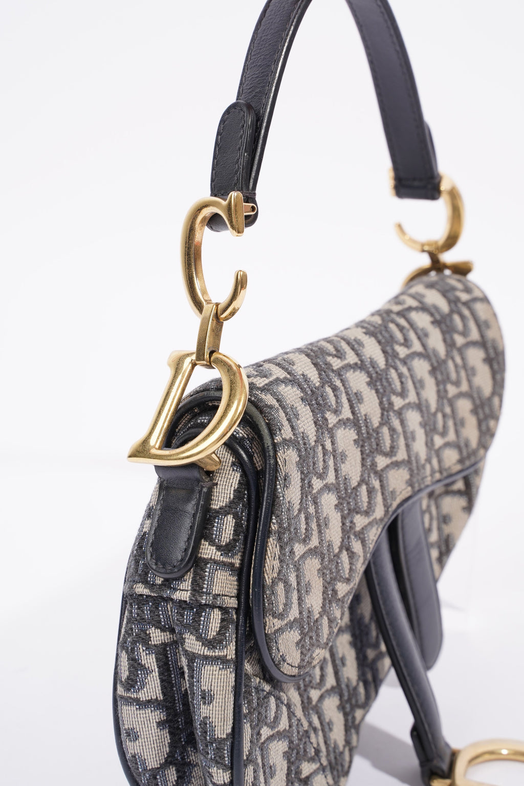 Christian Dior Saddle Bag Oblique Monogram / Navy Canvas Mini
