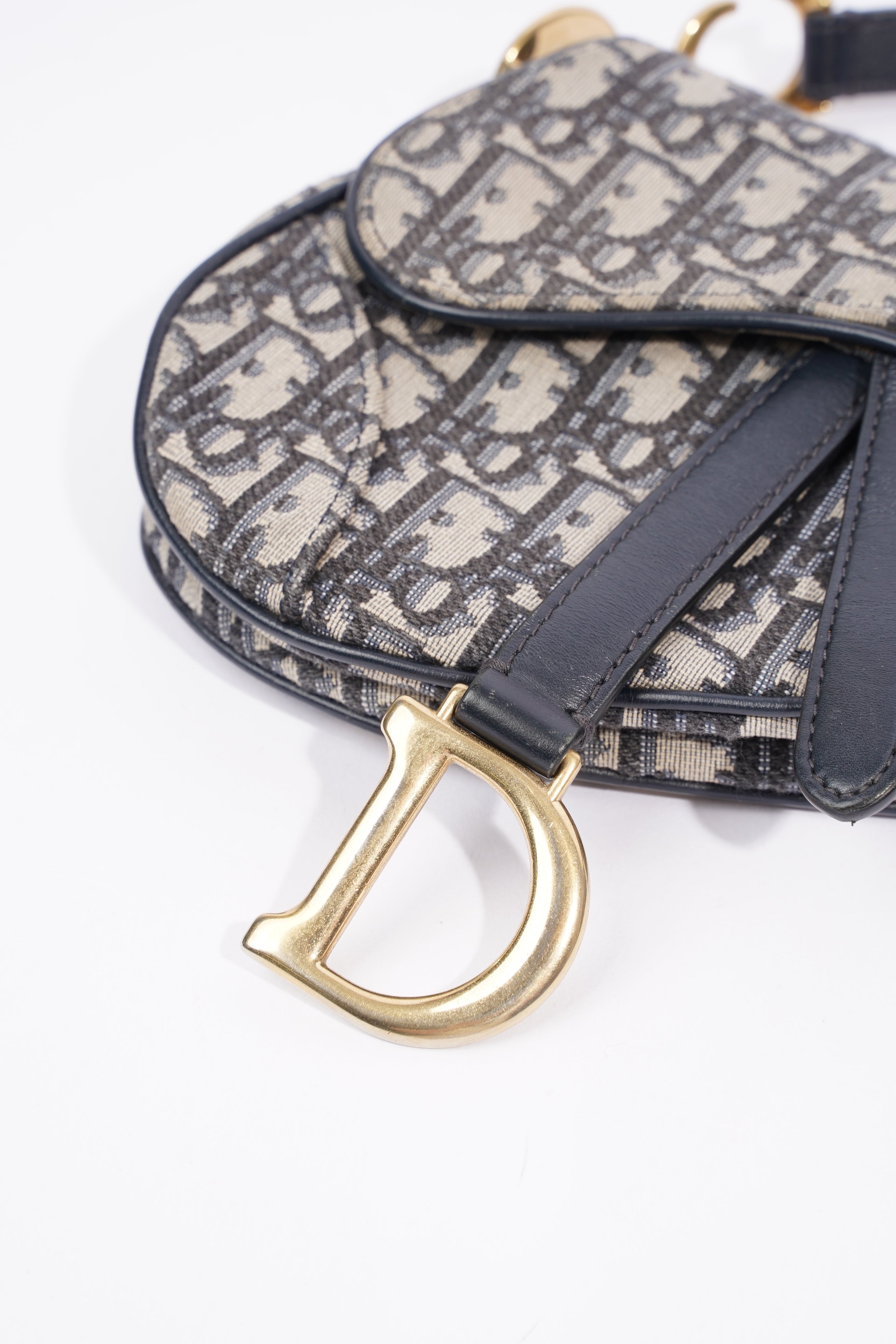 Christian Dior Saddle Bag Oblique Monogram / Navy Canvas Mini