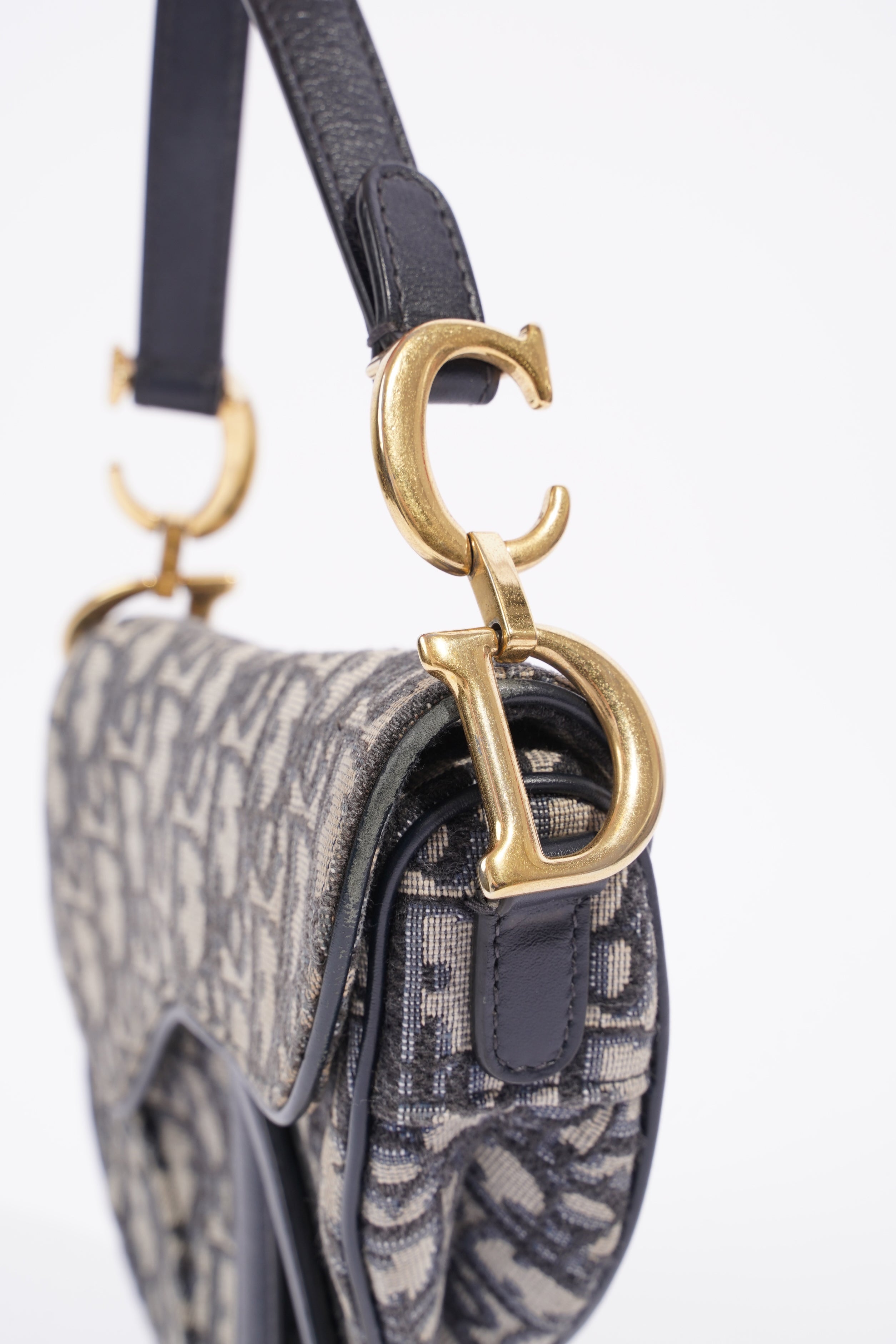 Christian Dior Saddle Bag Oblique Monogram / Navy Canvas Mini