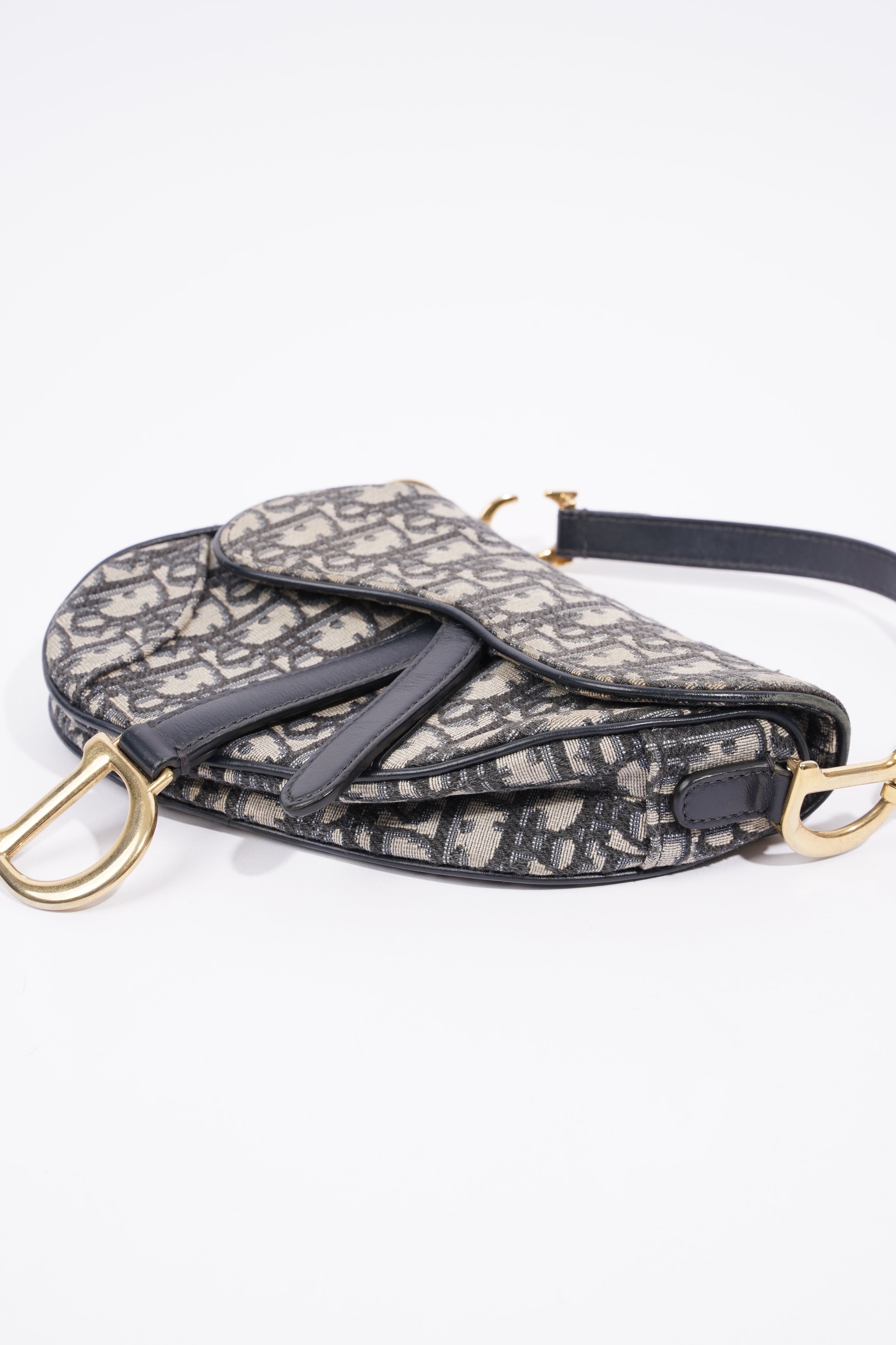 Christian Dior Saddle Bag Oblique Monogram / Navy Canvas Mini