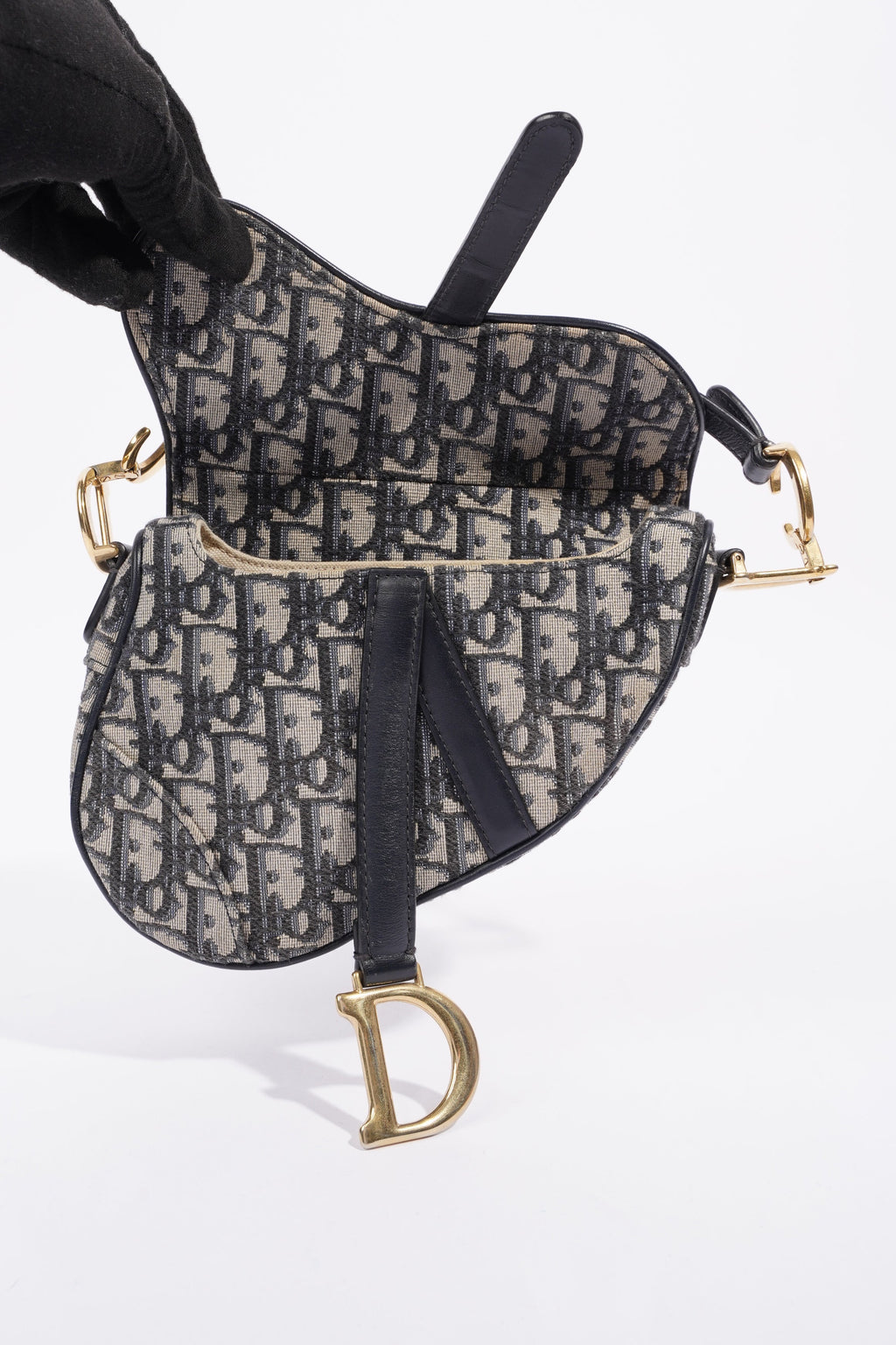 Christian Dior Saddle Bag Oblique Monogram / Navy Canvas Mini