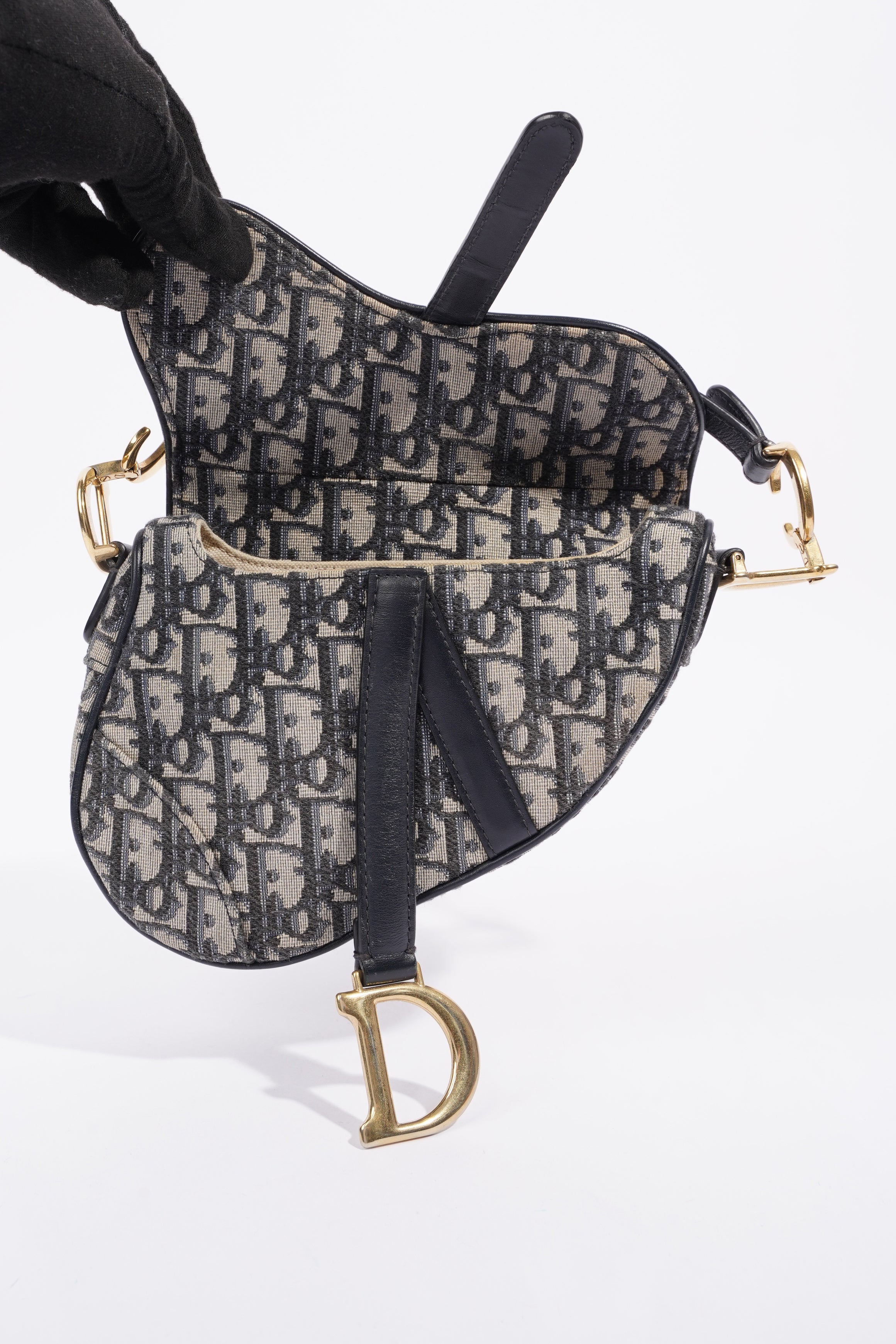Christian Dior Saddle Bag Oblique Monogram / Navy Canvas Mini