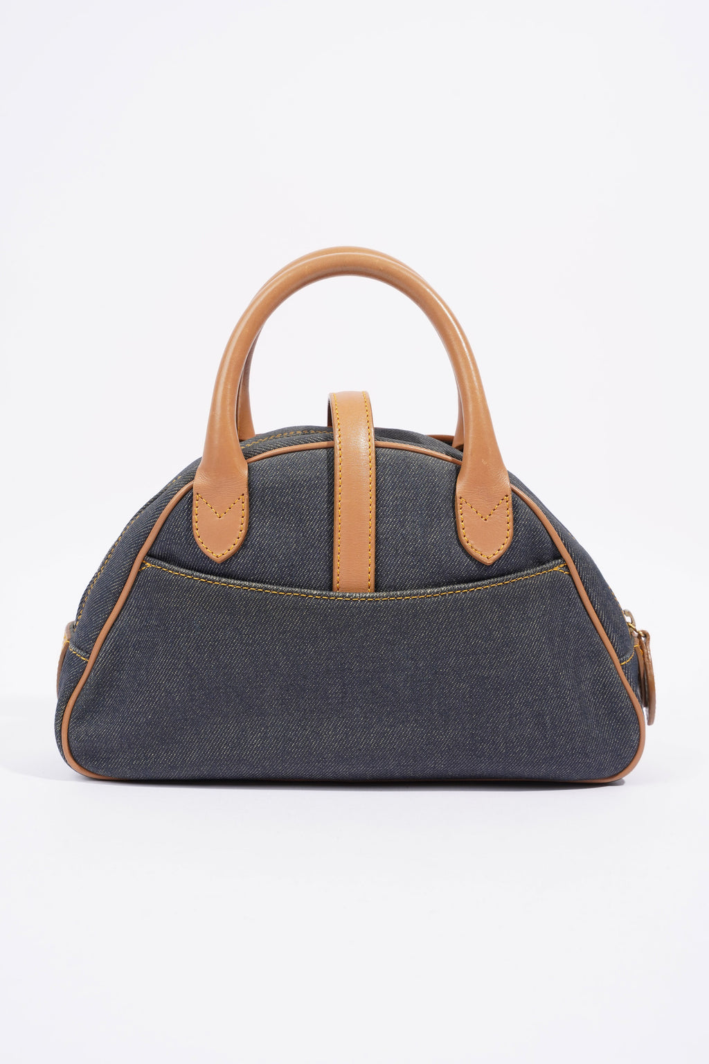 Christian Dior D Logo Handbag Denim / Brown Denim