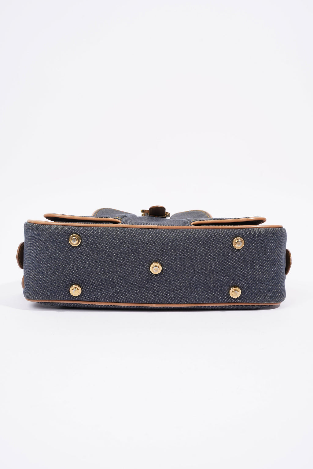Christian Dior D Logo Handbag Denim / Brown Denim