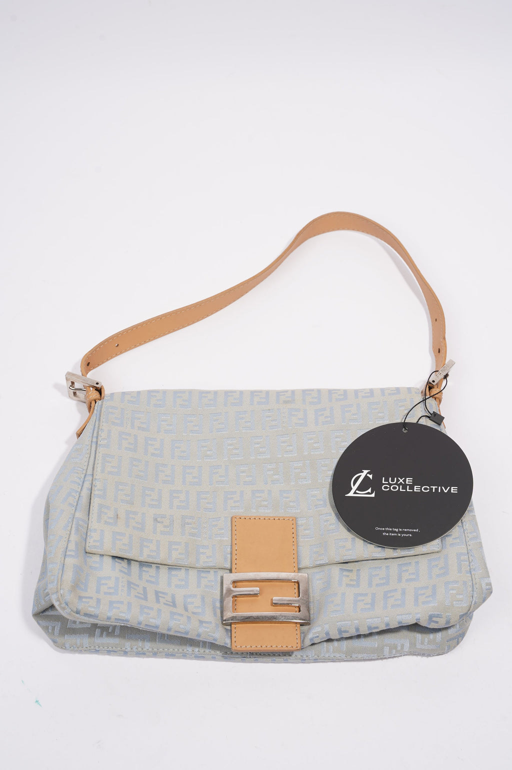 Fendi Mamma Zuccha Flap Bag Blue Canvas Small