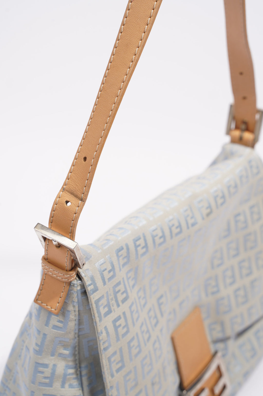 Fendi Mamma Zuccha Flap Bag Blue Canvas Small