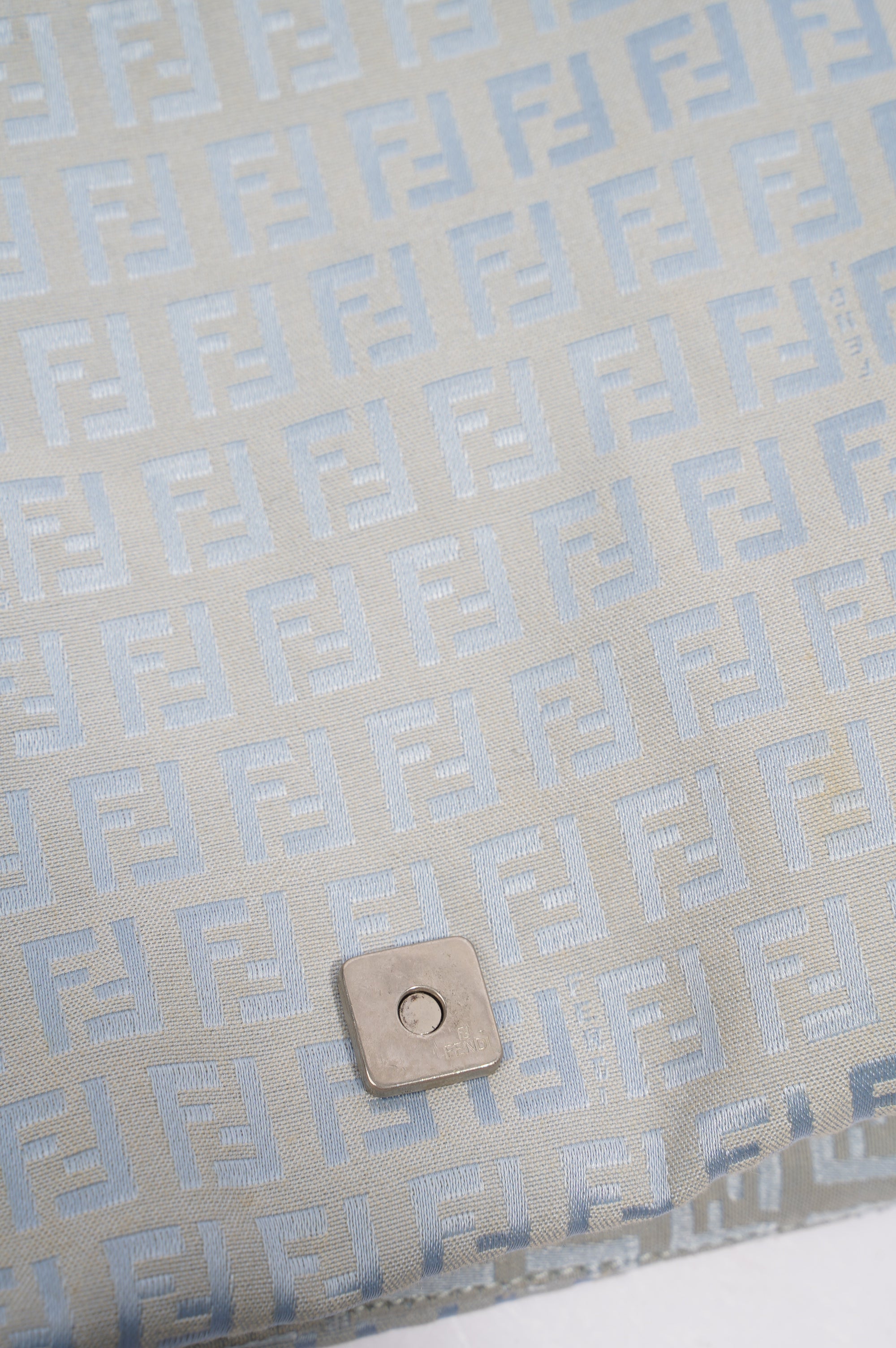 Fendi Mamma Zuccha Flap Bag Blue Canvas Small