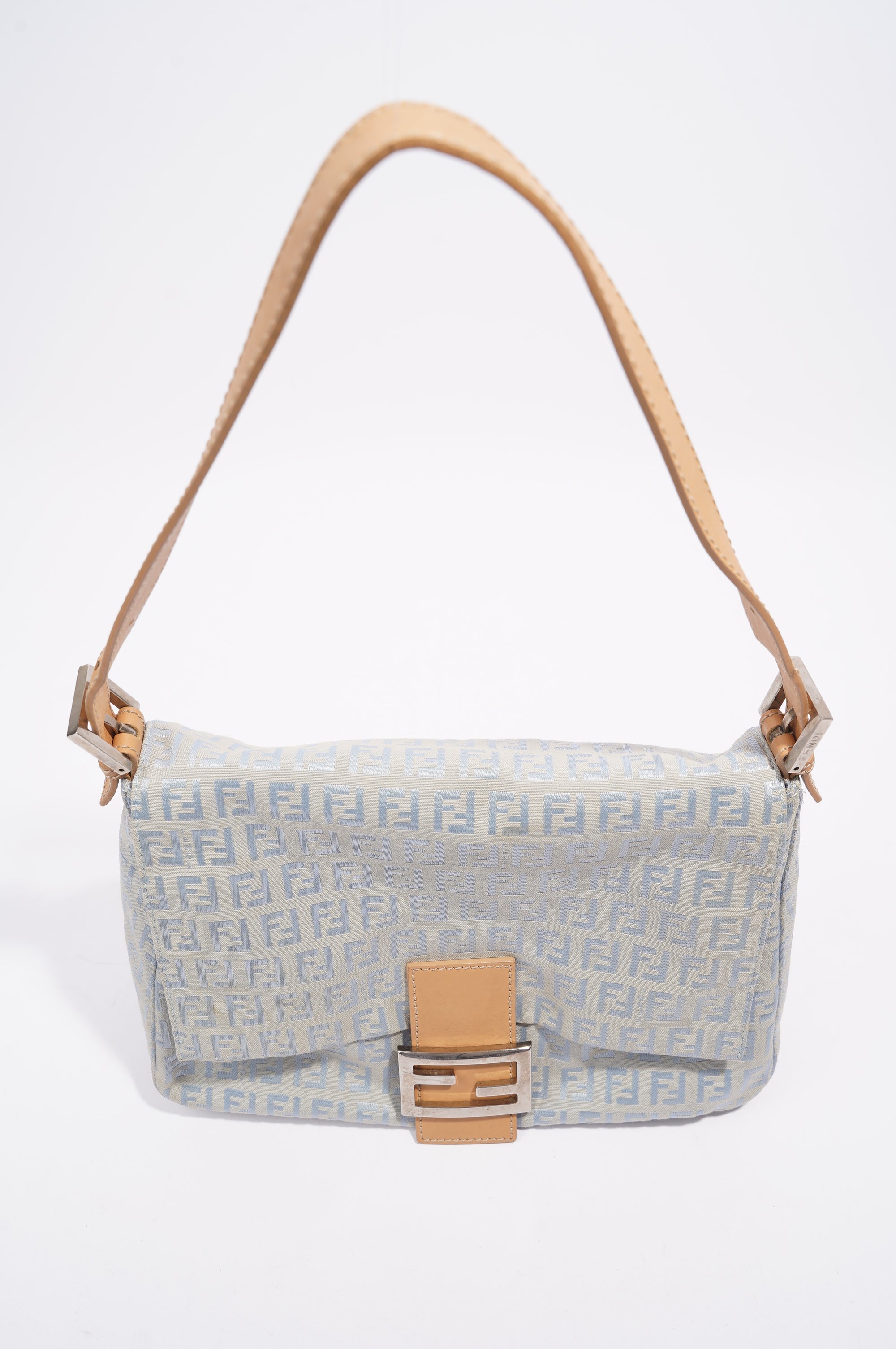 Fendi Mamma Zuccha Flap Bag Blue Canvas Small