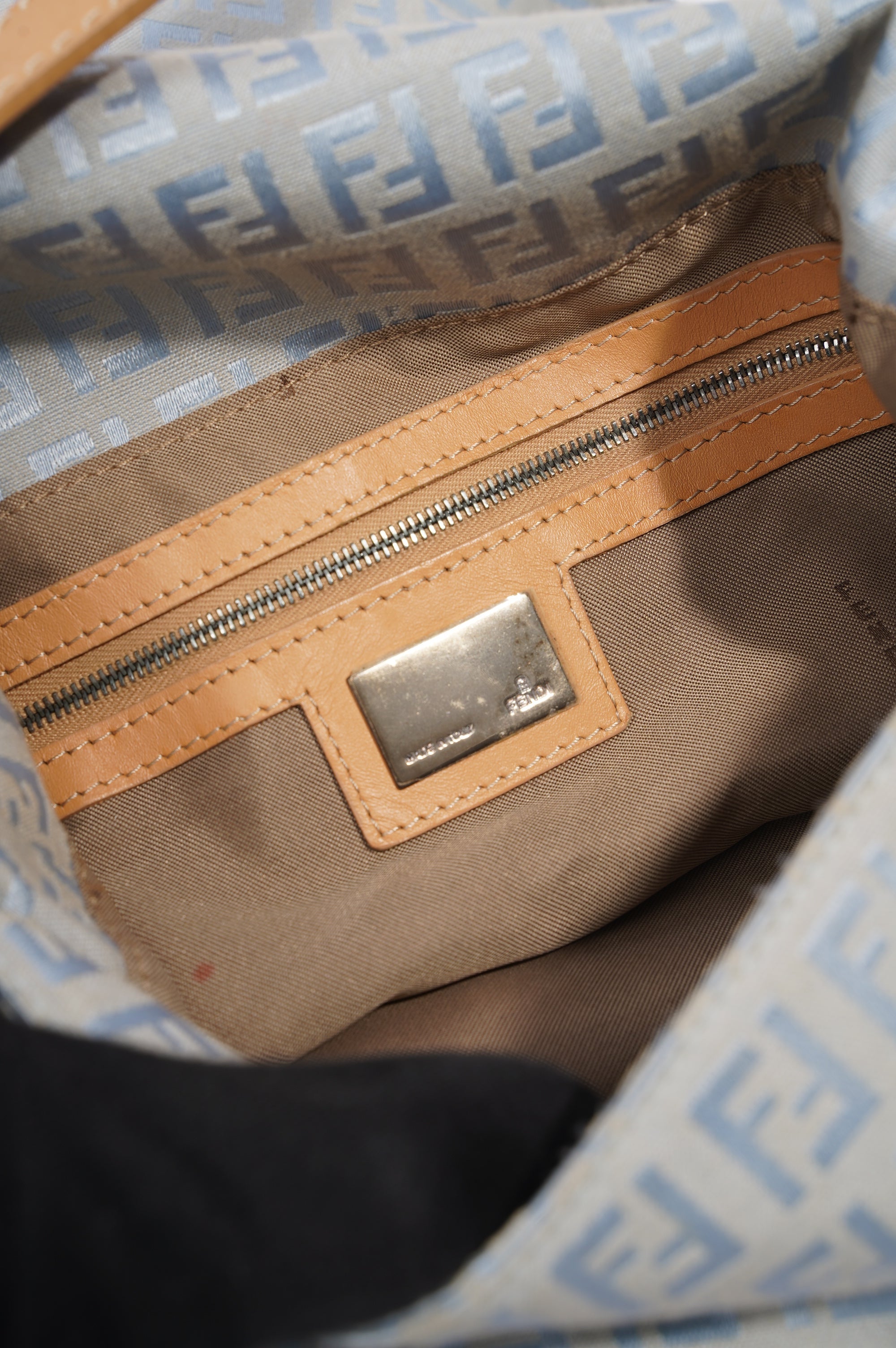 Fendi Mamma Zuccha Flap Bag Blue Canvas Small