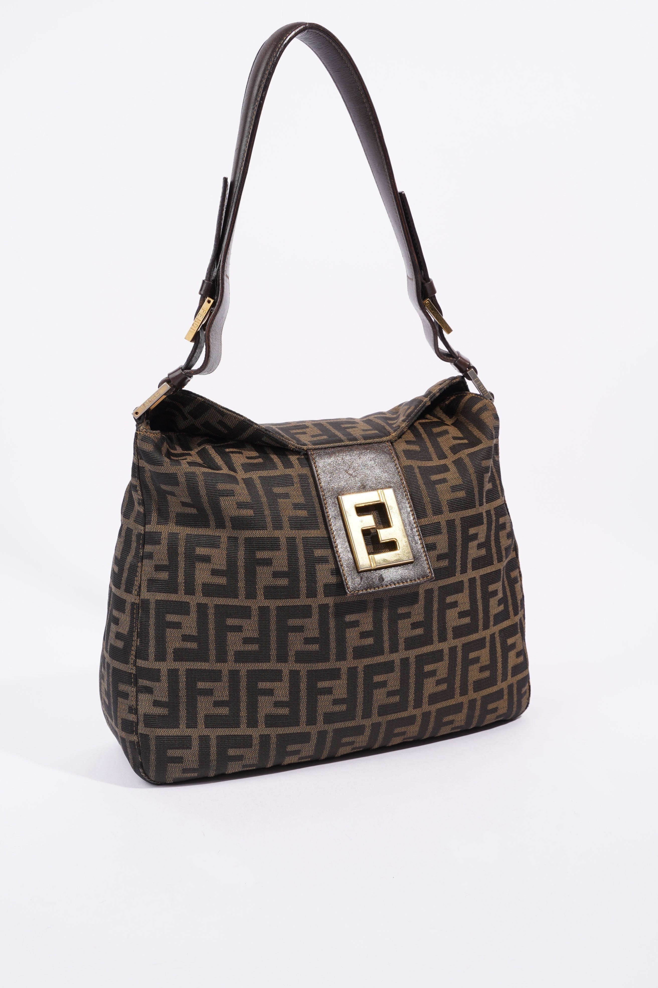 Fendi Zucca Monogram Bag Brown / Black Canvas