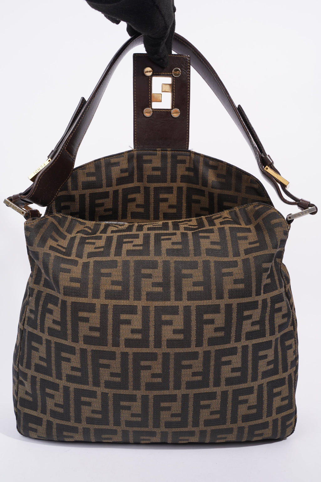 Fendi Zucca Monogram Bag Brown / Black Canvas