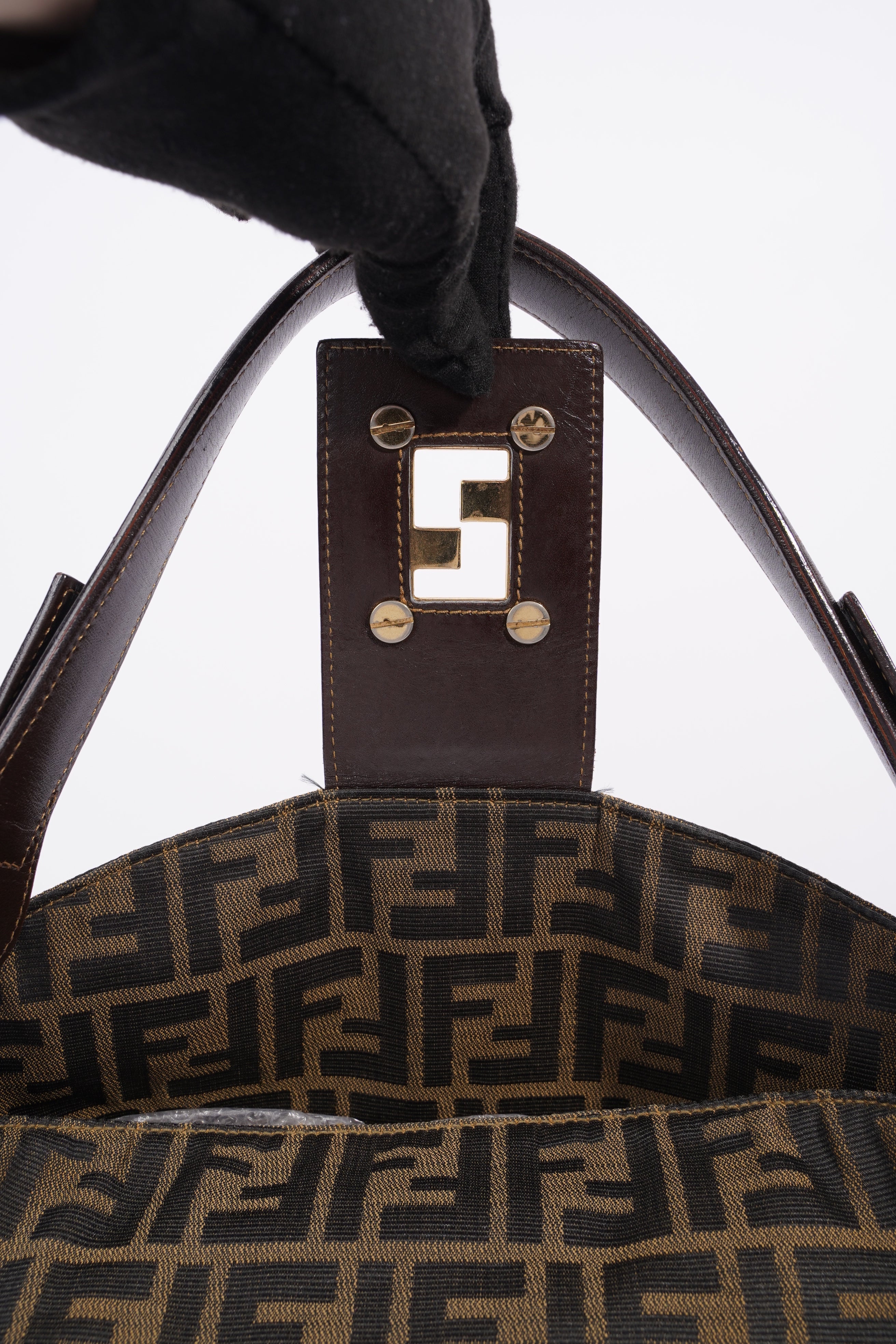 Fendi Zucca Monogram Bag Brown / Black Canvas