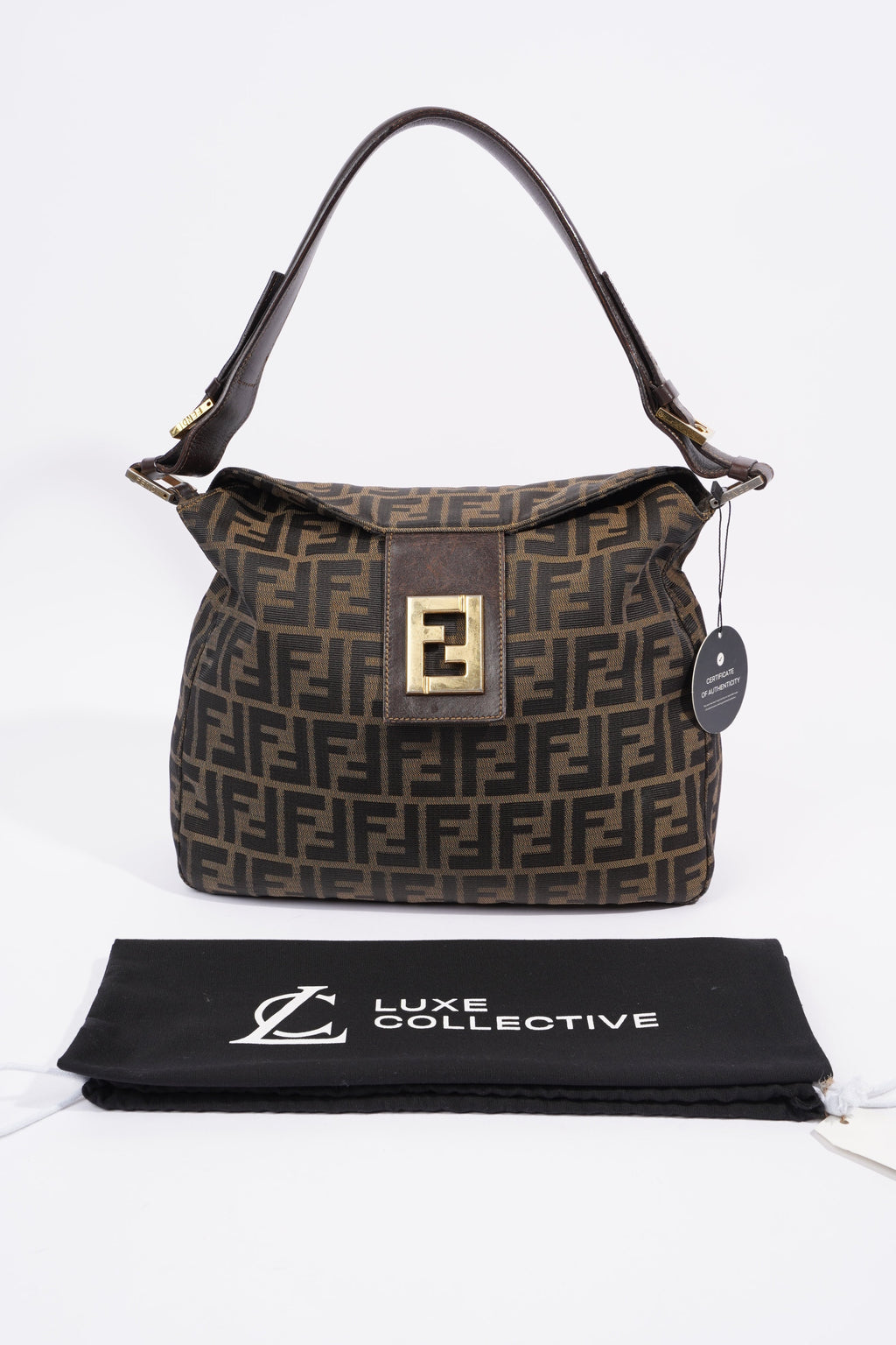 Fendi Zucca Monogram Bag Brown / Black Canvas