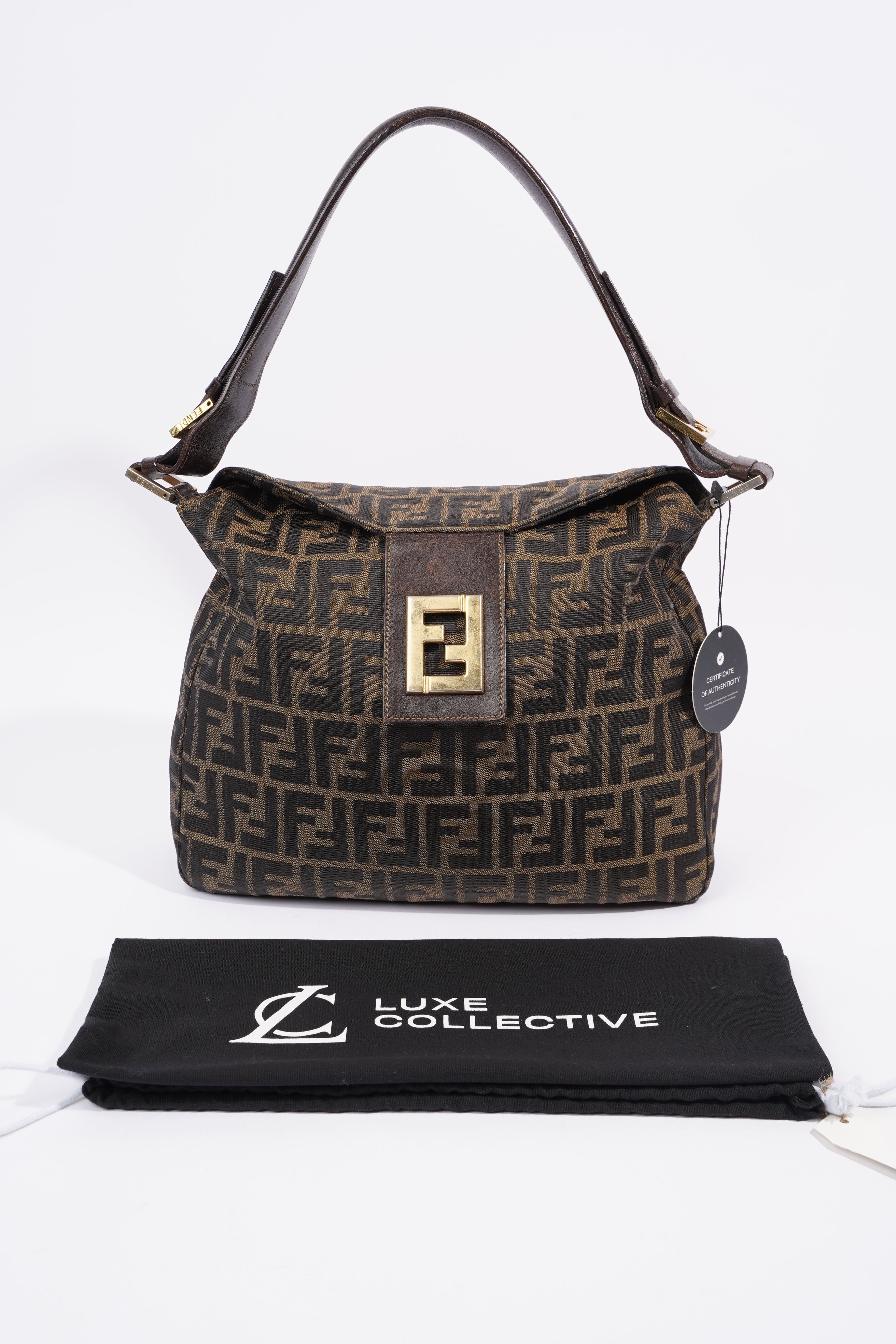 Fendi Zucca Monogram Bag Brown / Black Canvas