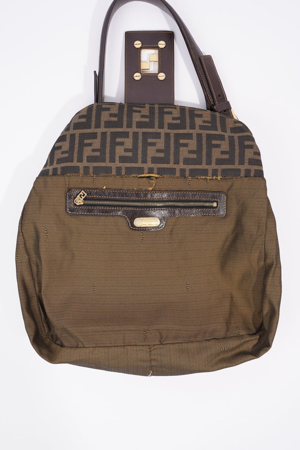 Fendi Zucca Monogram Bag Brown / Black Canvas
