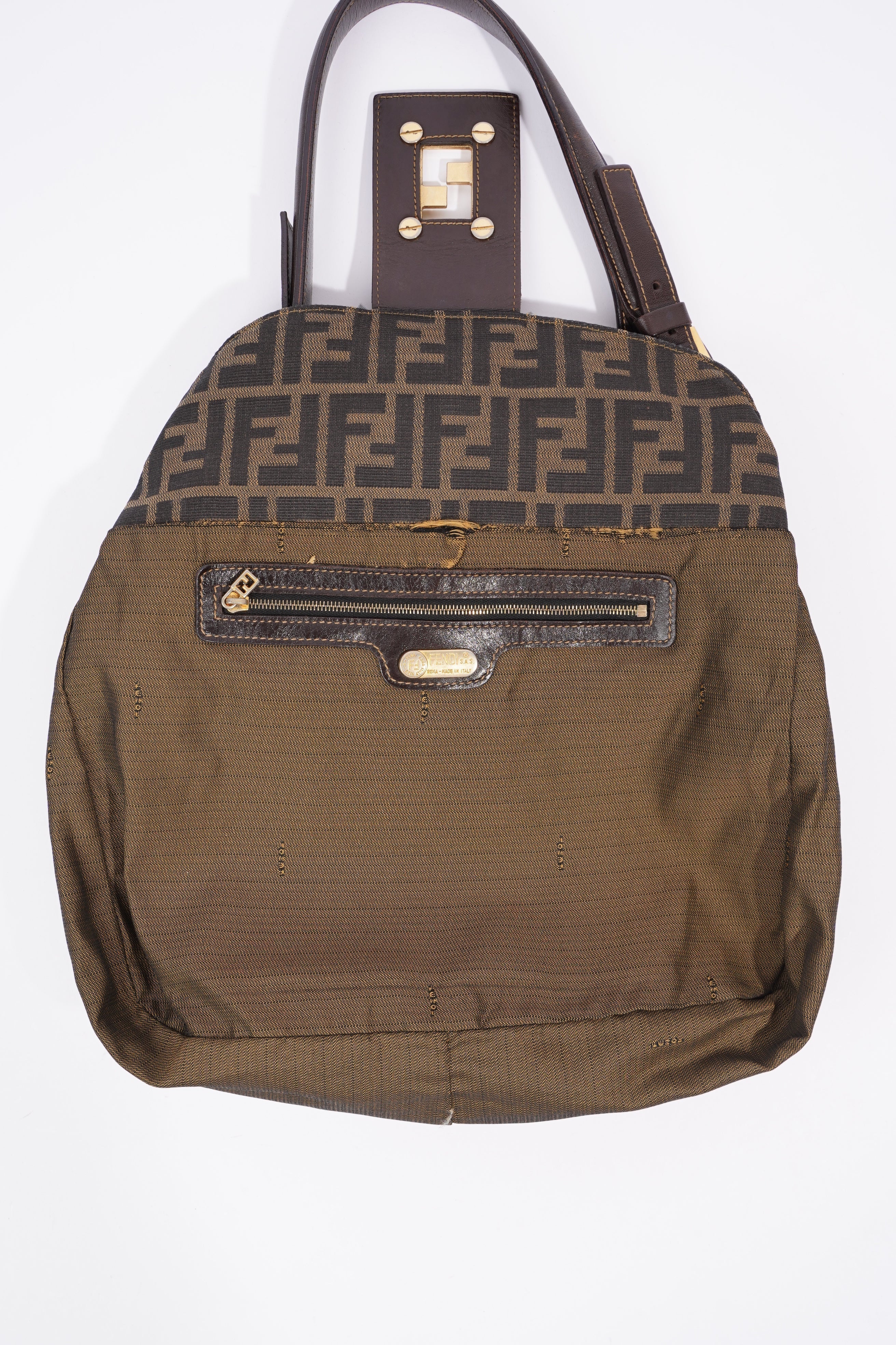 Fendi Zucca Monogram Bag Brown / Black Canvas