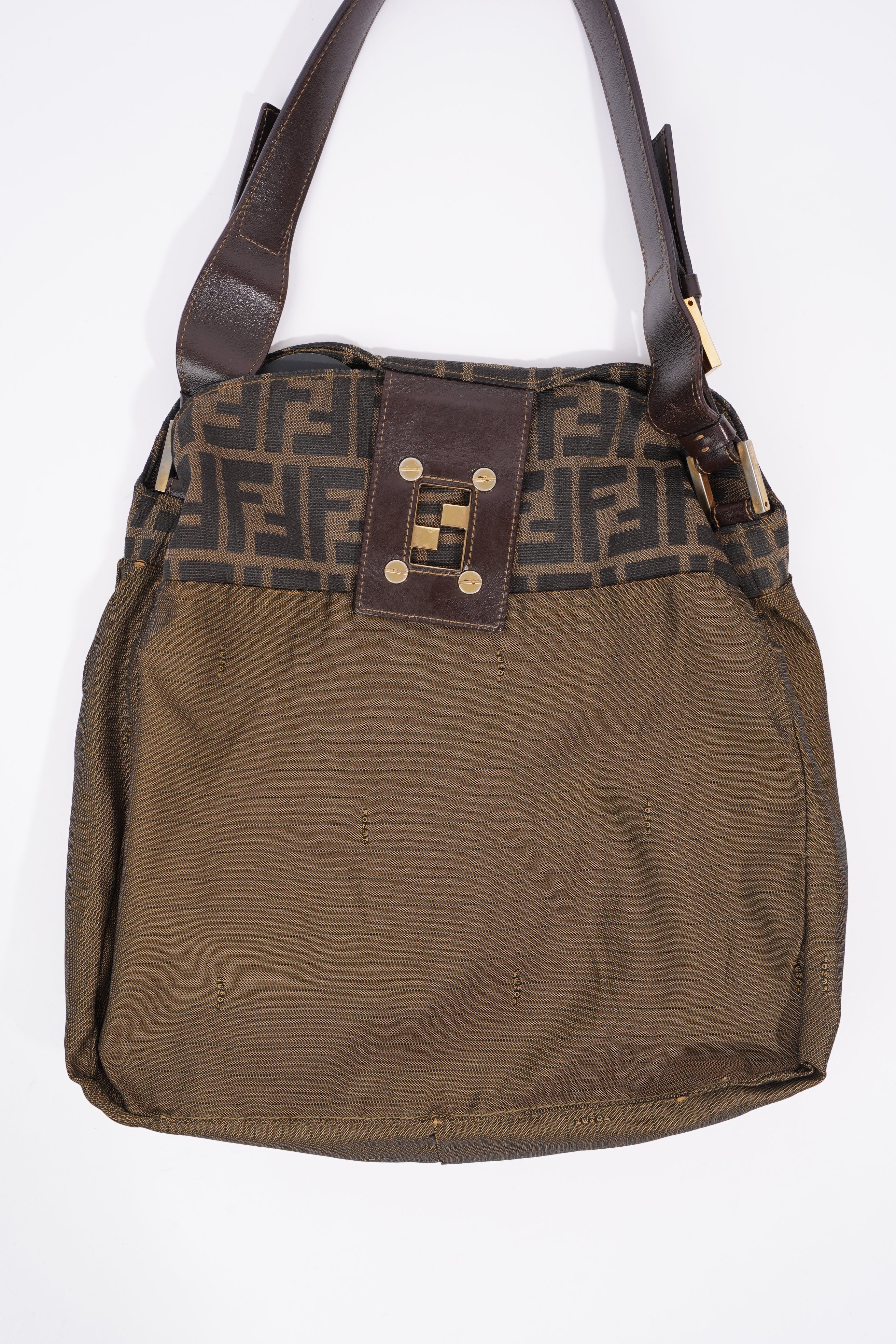 Fendi Zucca Monogram Bag Brown / Black Canvas