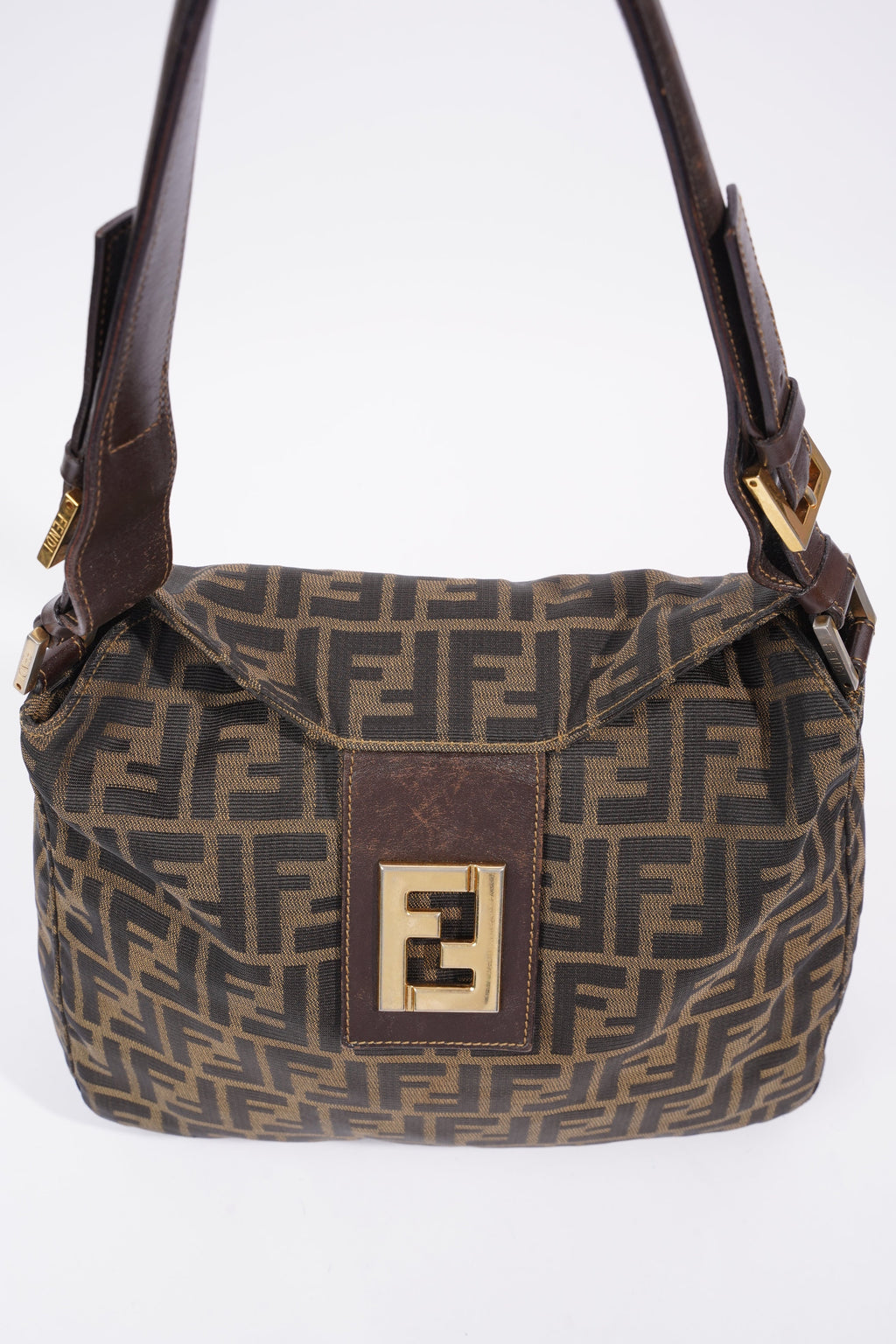 Fendi Zucca Monogram Bag Brown / Black Canvas