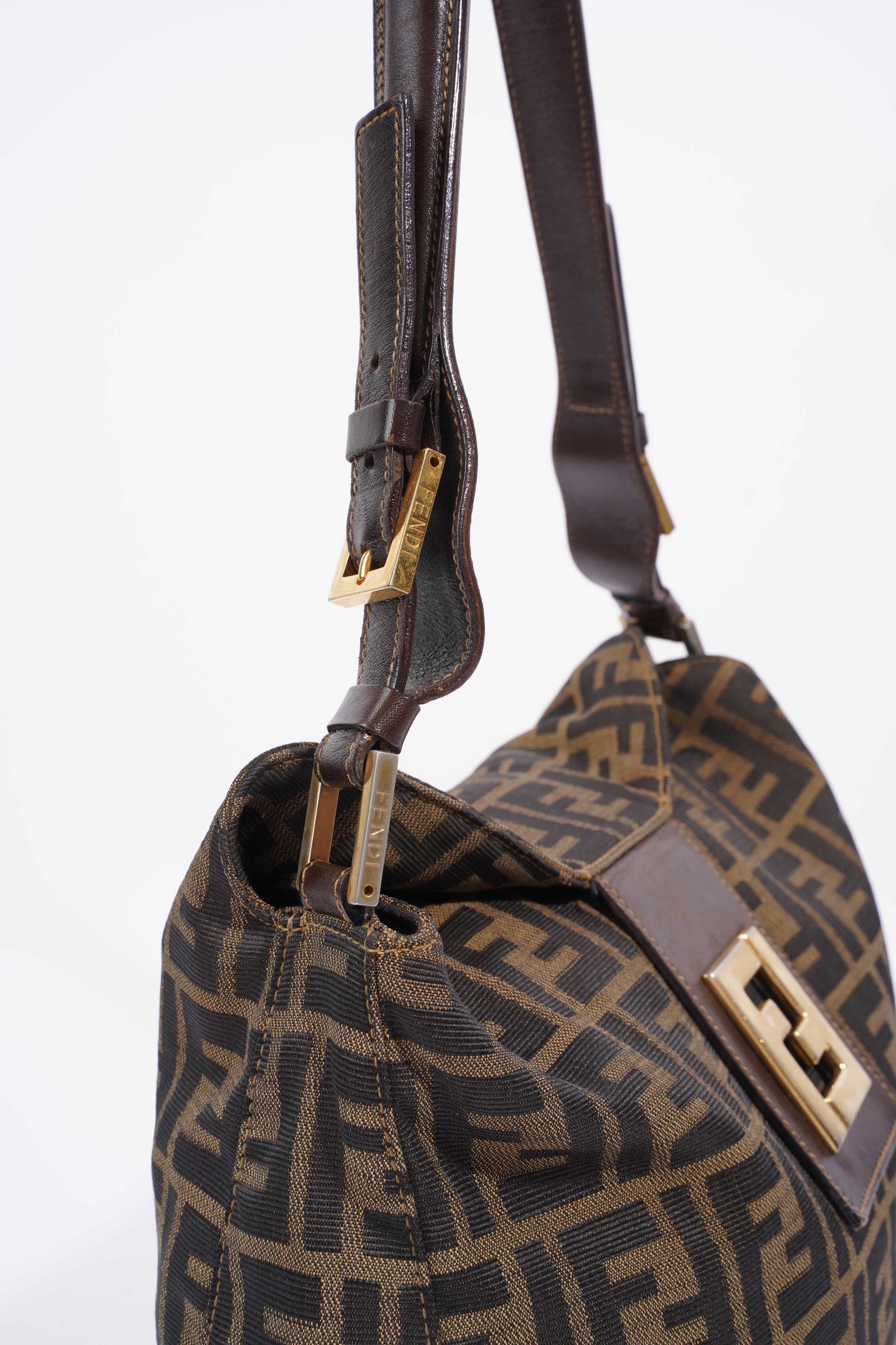Fendi Zucca Monogram Bag Brown / Black Canvas
