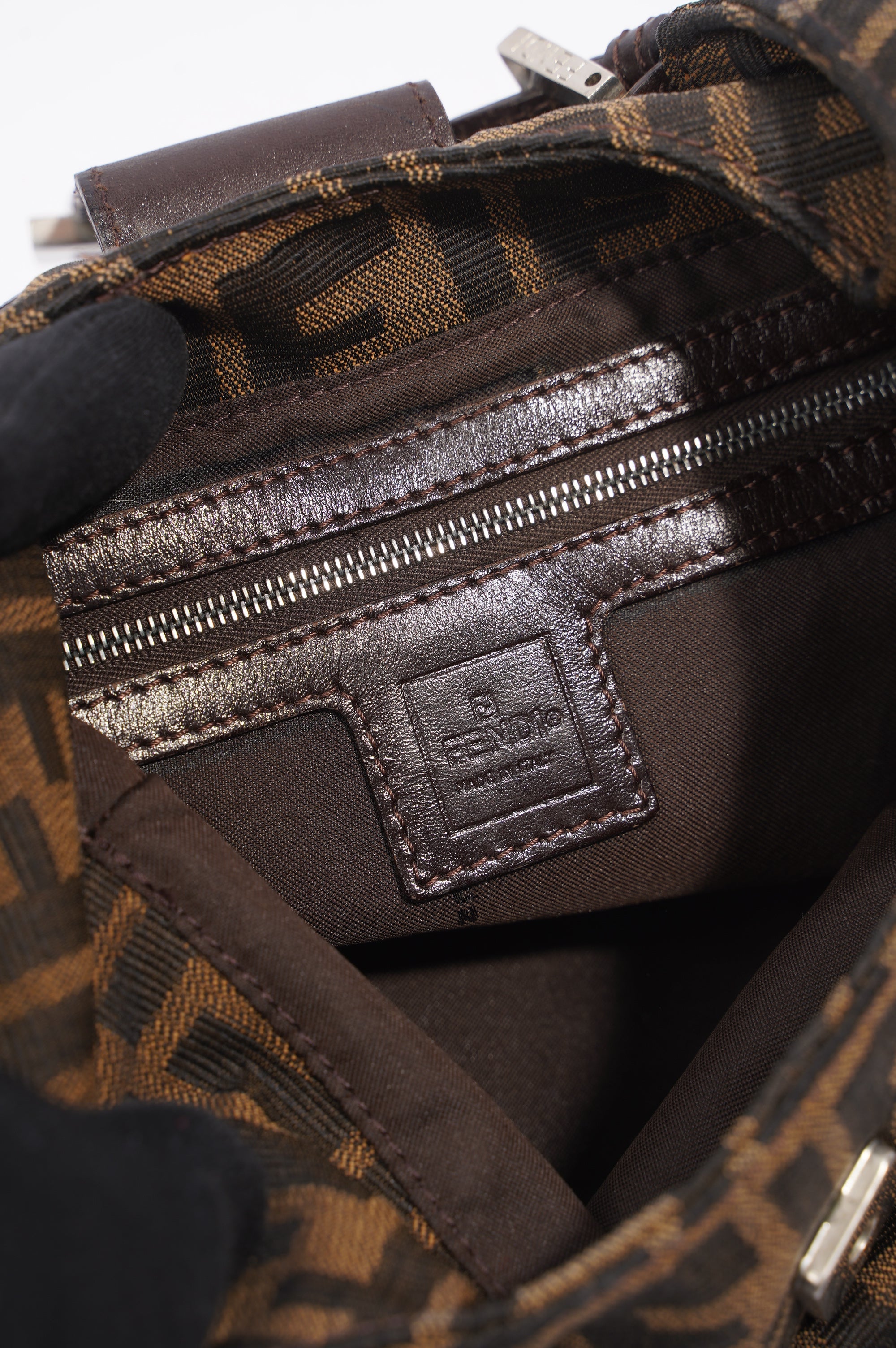 Fendi Zucca Croissant Shoulder Bag Brown Canvas