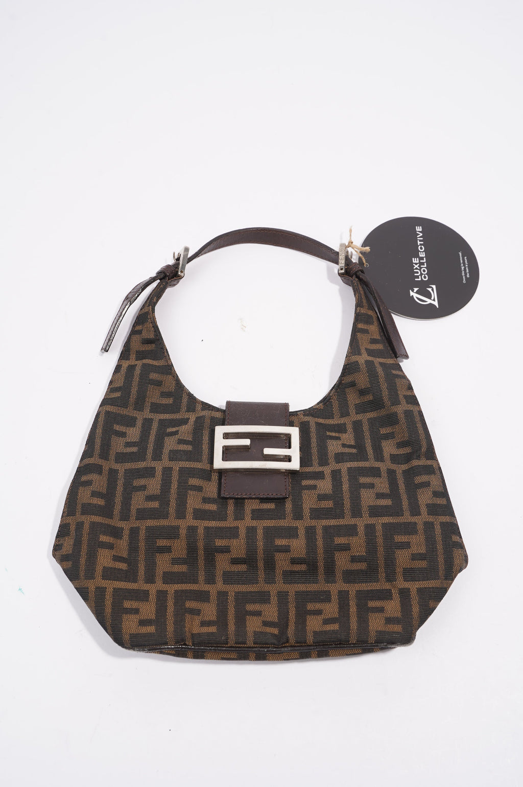 Fendi Zucca Croissant Shoulder Bag Brown Canvas