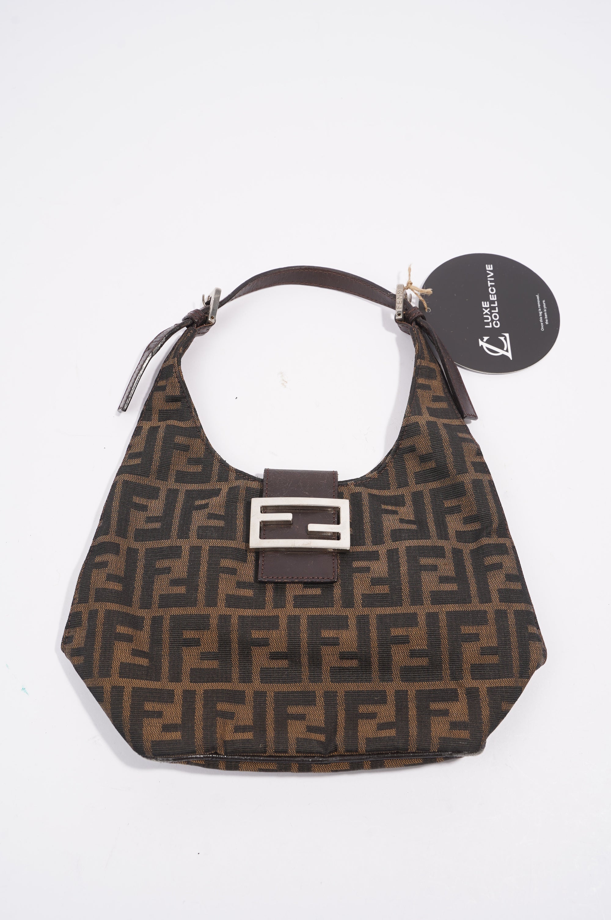 Fendi Zucca Croissant Shoulder Bag Brown Canvas