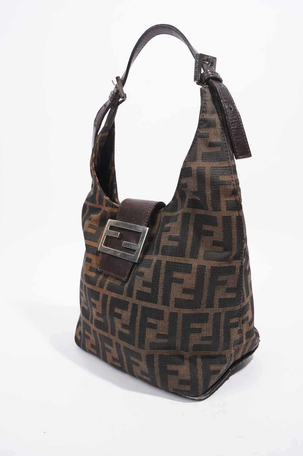 Fendi Zucca Croissant Shoulder Bag Brown Canvas