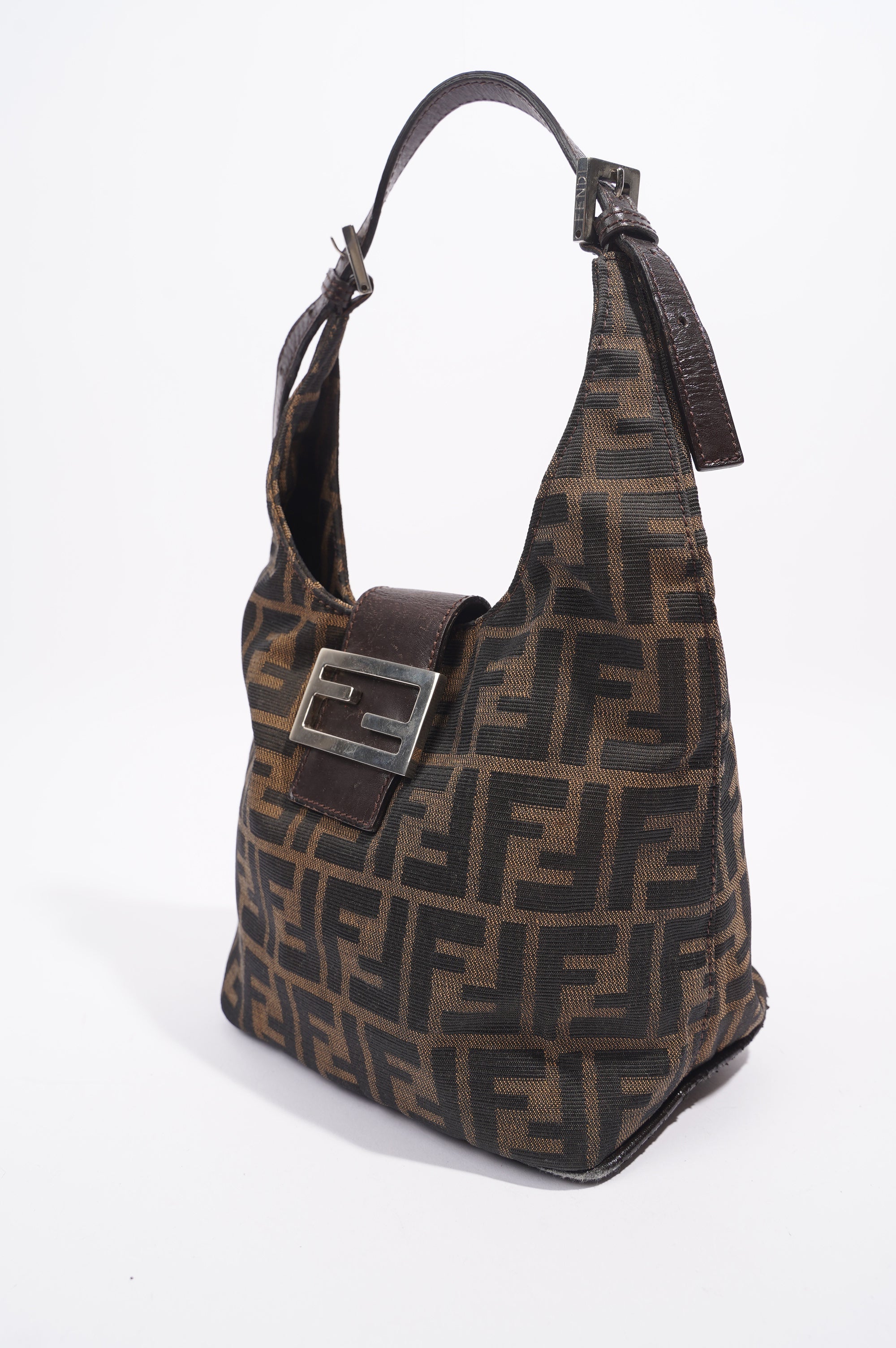 Fendi Zucca Croissant Shoulder Bag Brown Canvas